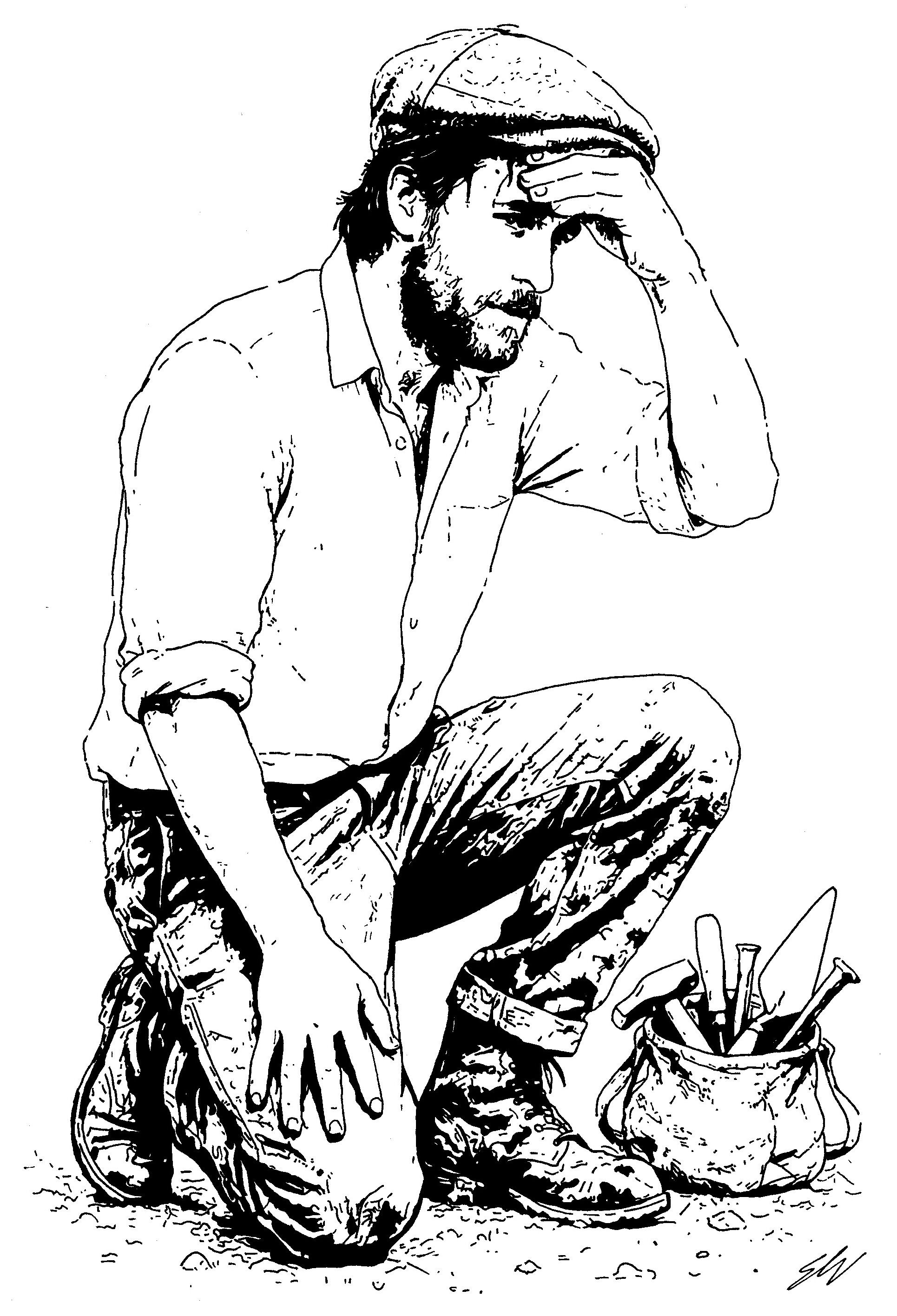 Tired Farmer - Original Art Work