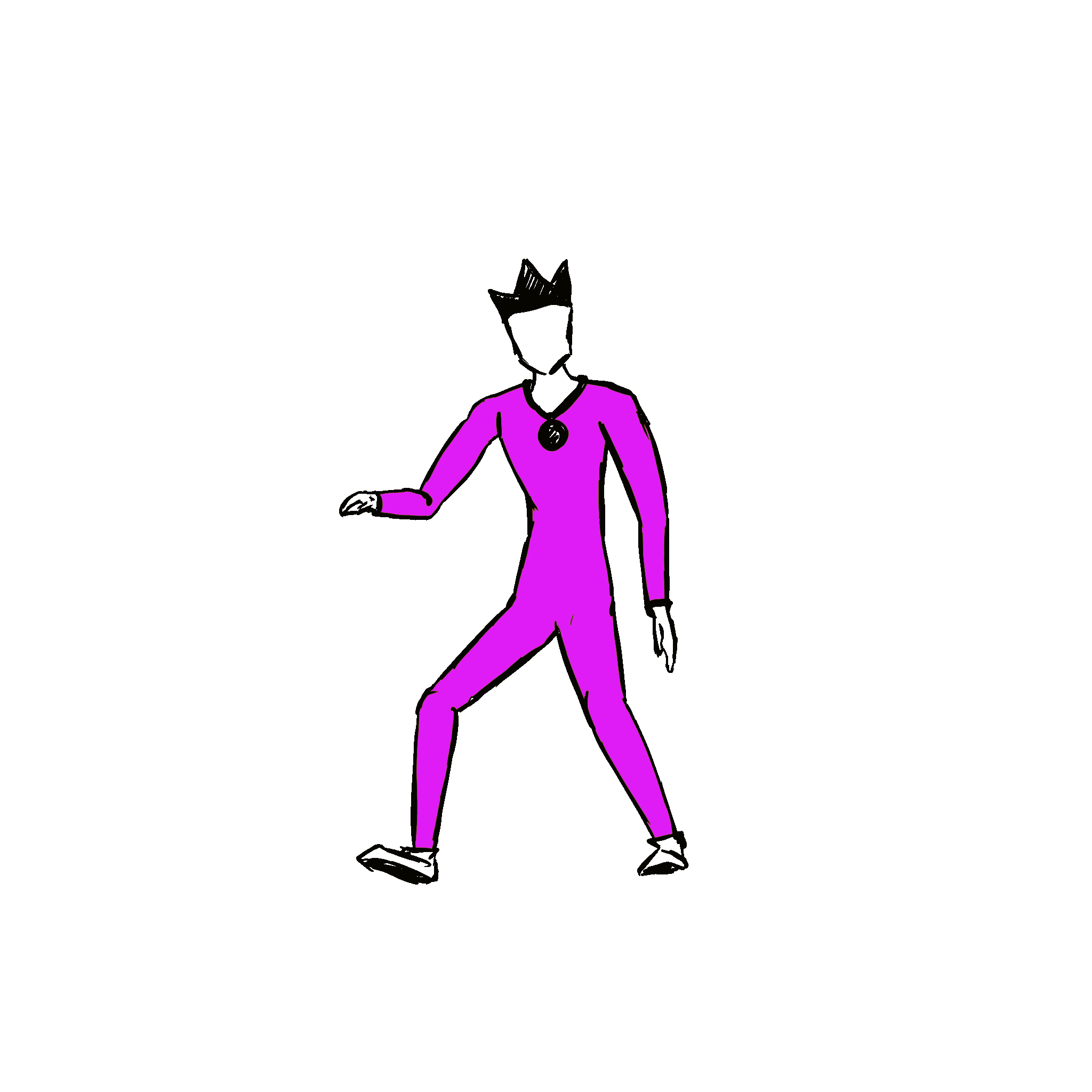 A dancing man with a crown