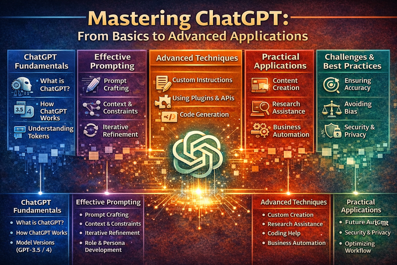 Master ChatGPT from basics to advanced applications. Learn prompt engineering, productivity workflows, and real-world use cases step by step.