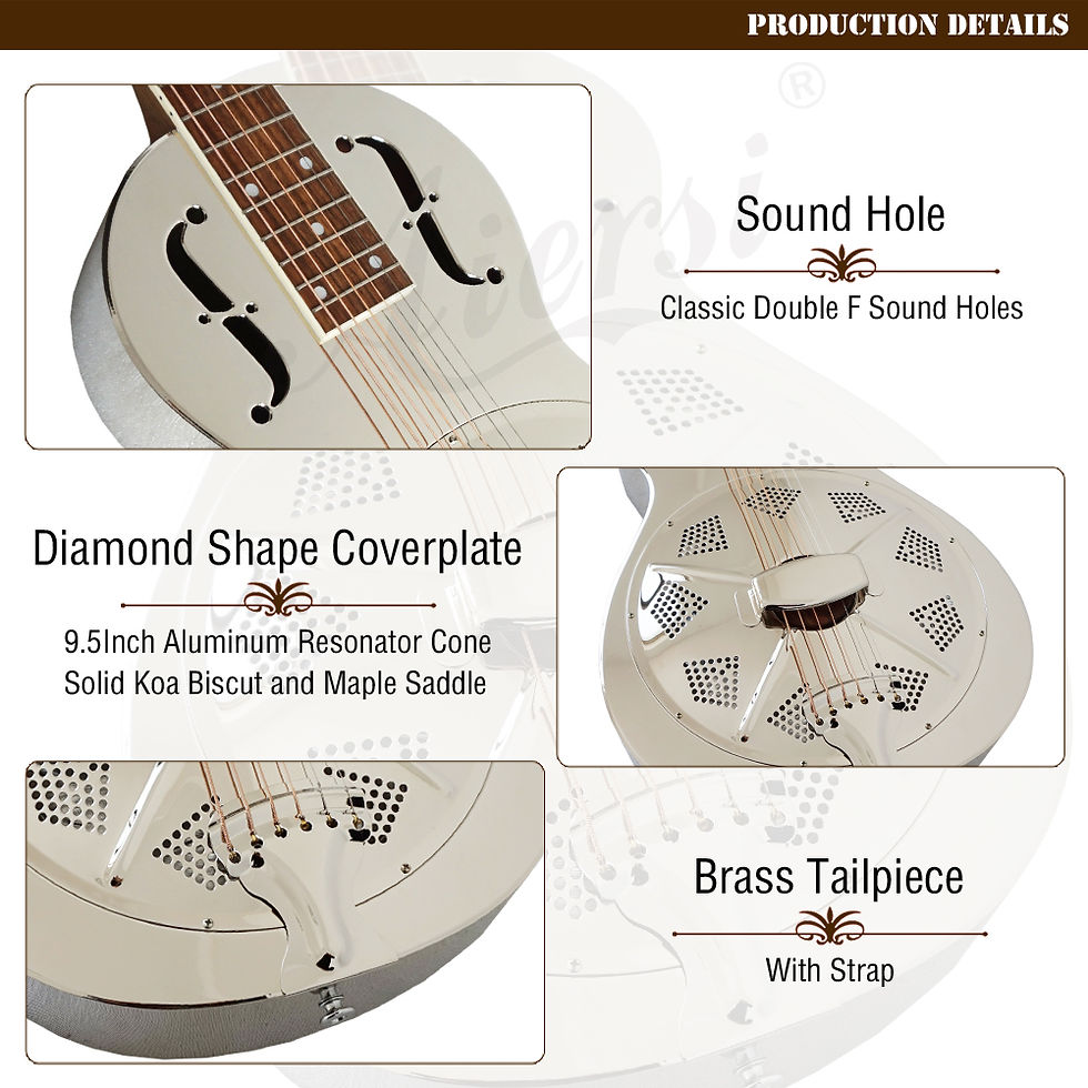 Thumbnail: Aiersi Gloss Chrome Parlor Resonator Guitar