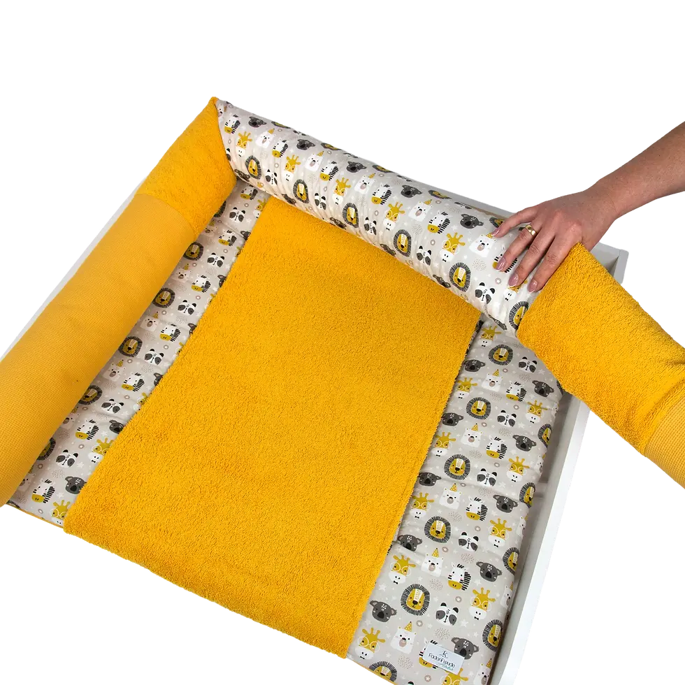 Miniaturbild: Wickelunterlage mit wasserabweisende Liegefläche und Umrandung Tiere aufgeklappt