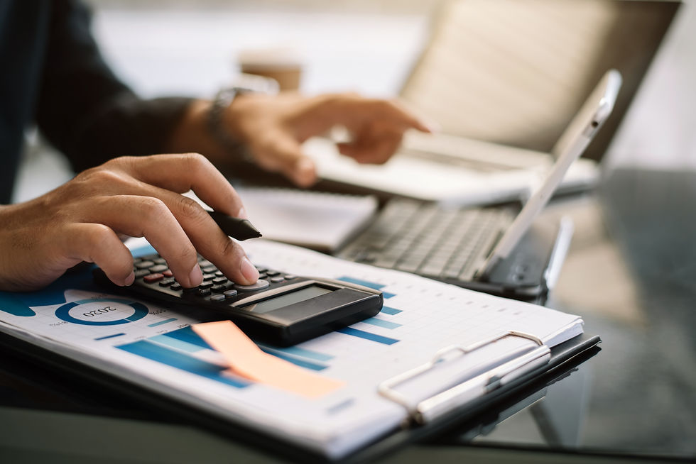Business financial workflow showing bookkeeping recording transactions and accounting analyzing financial reports