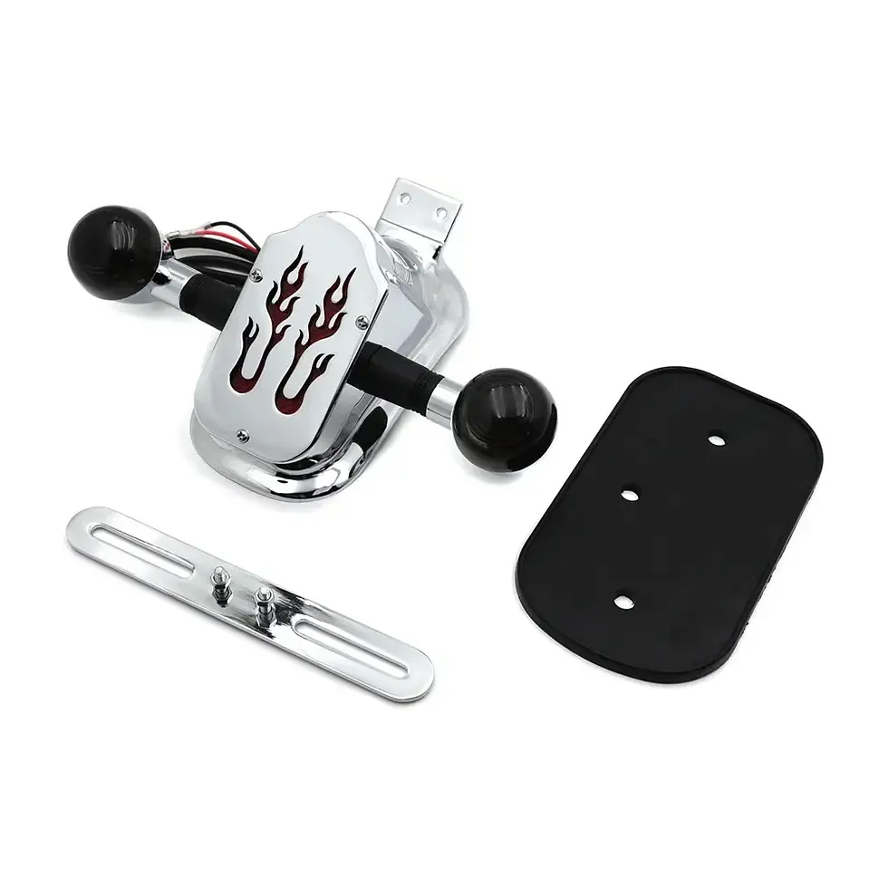 Thumbnail: Chrome Tombstone/Skull Brake Tail W/ Light Signal for Harley Davidson