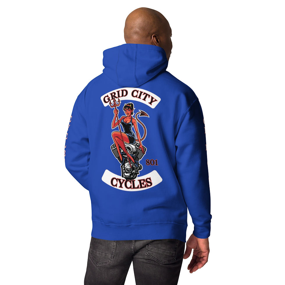 Thumbnail: GRID CITY DEVIL WITH TEXT SLEEVES HOODIE