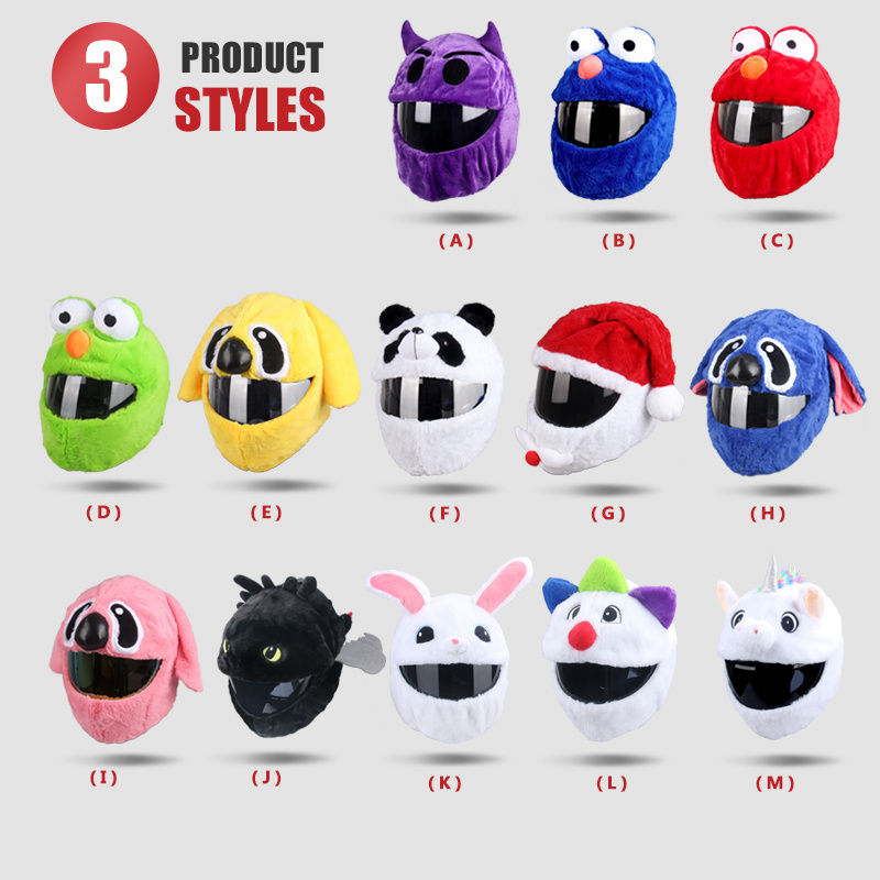 Thumbnail: Helmet Protection Headgear Cover Cartoon Fluffy Plush Set For Motorcycle Full-Fa