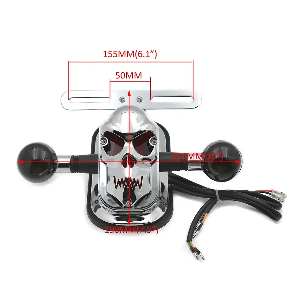 Thumbnail: Chrome Tombstone/Skull Brake Tail W/ Light Signal for Harley Davidson