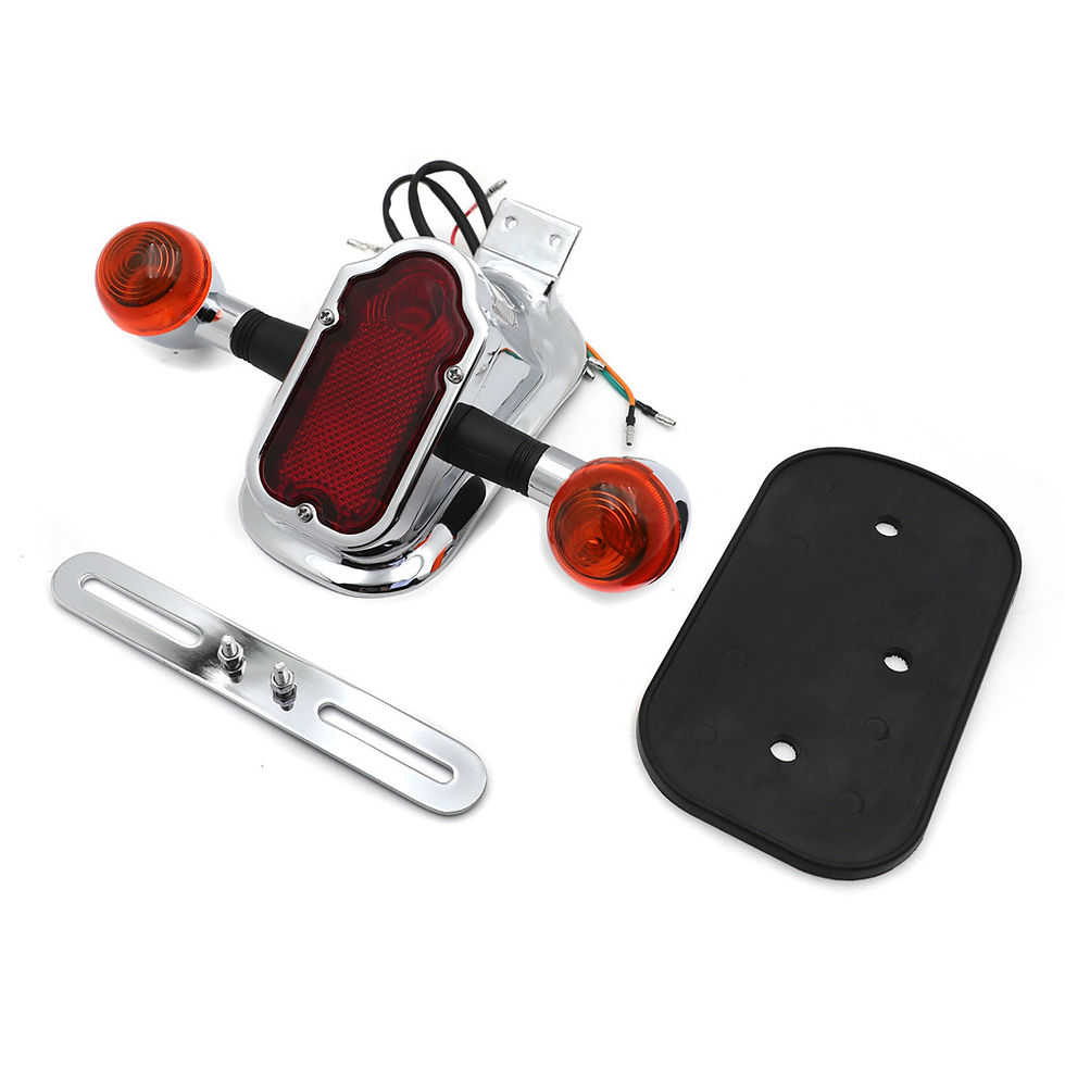 Thumbnail: Chrome Tombstone/Skull Brake Tail W/ Light Signal for Harley Davidson