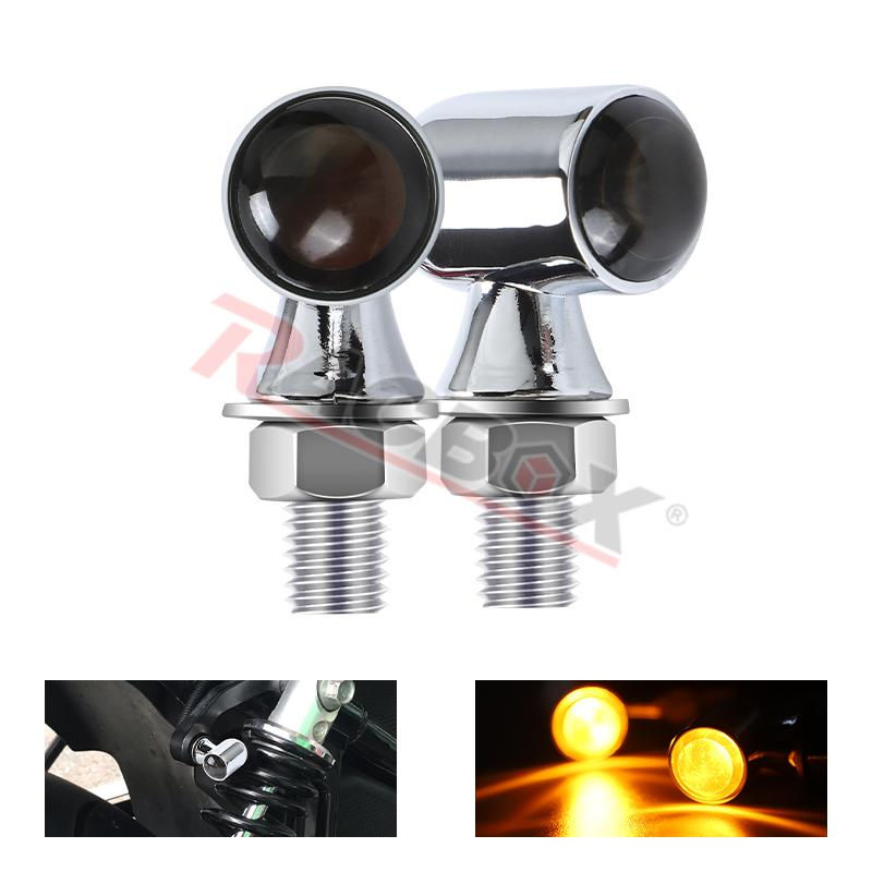 Thumbnail: 12V Motorcycle Aluminium LED Mini Metal Turn Signal Indicator Light Black/Chrome