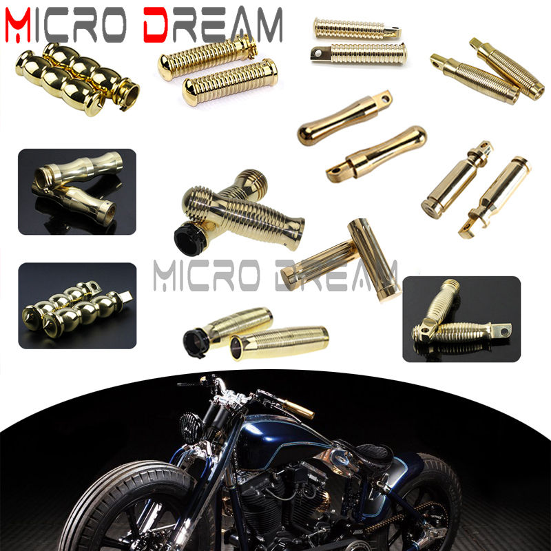Thumbnail: Brass Motorcycle Foot peg Footrest Universal fit