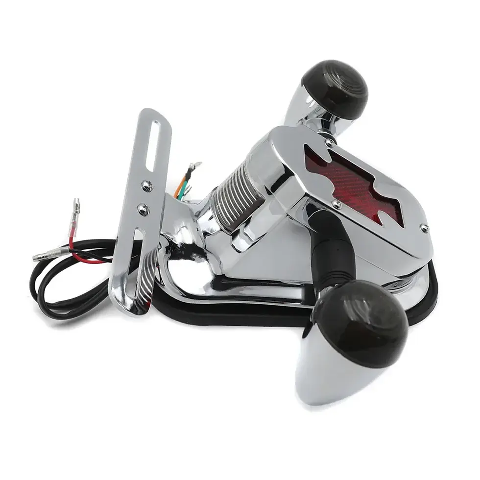 Thumbnail: Chrome Tombstone/Skull Brake Tail W/ Light Signal for Harley Davidson