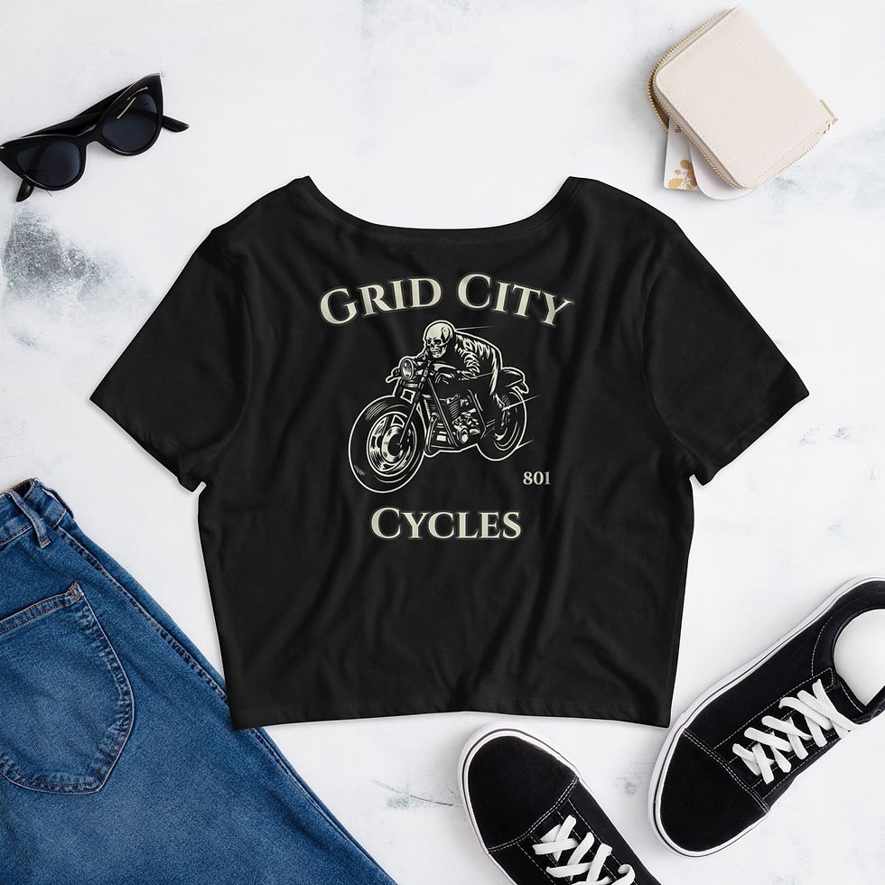 Thumbnail: Bones on a bike crop t-shirt