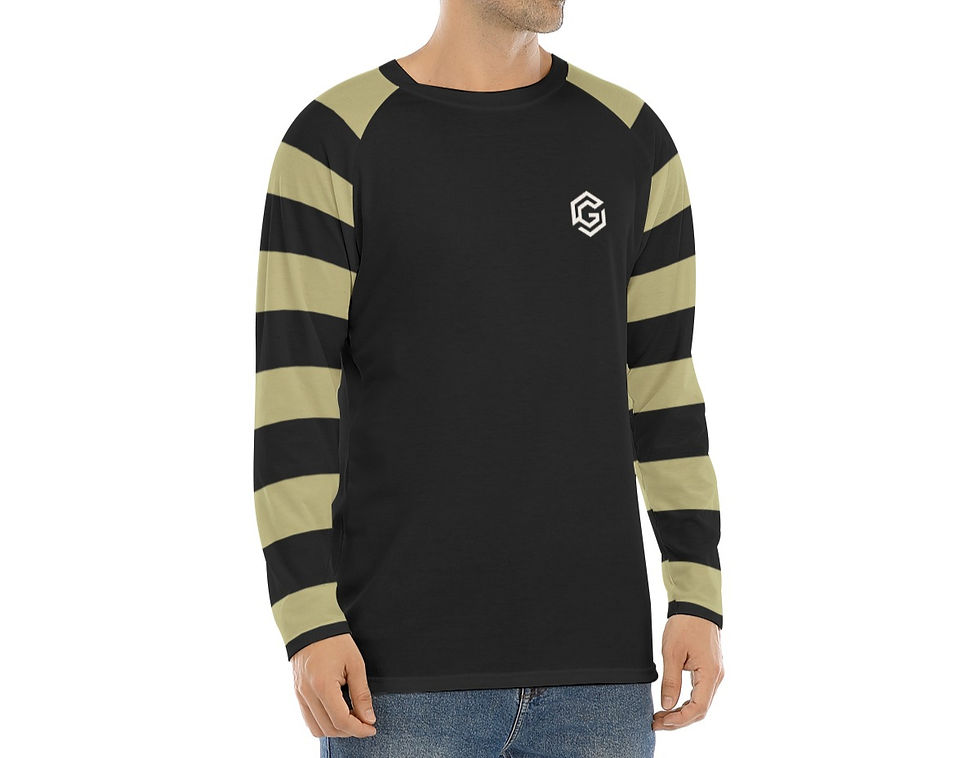 Thumbnail: Men's Long Sleeve T-shirt With Striped Sleeves
