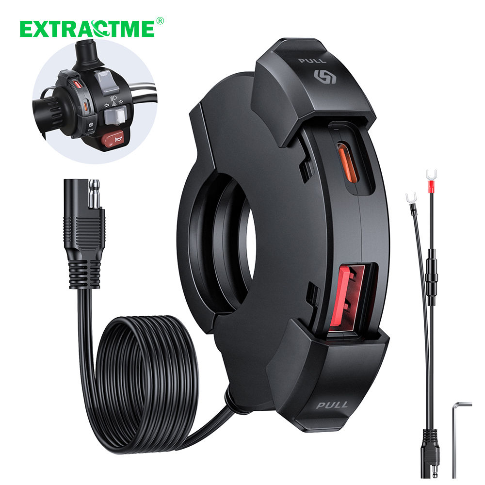 Extractme QC3.0 Motorcycle USB Charger 30W USB Fast Charger Waterproof Handlebar