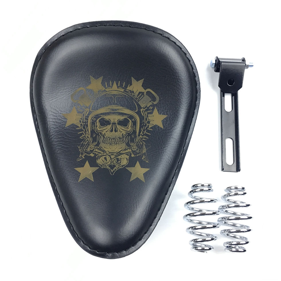 Thumbnail: Motorcycle Retro Brown/Black Skull Leather Solo Seat+3" Spring Bracket