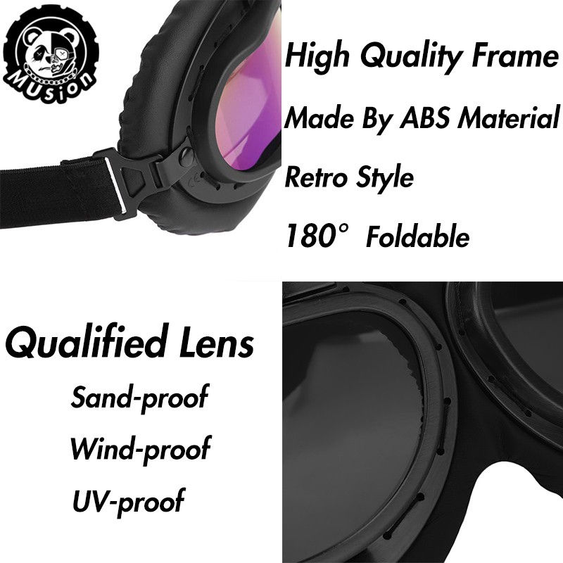 Thumbnail: Motorcycle Vintage Goggle Retro Eyewear Goggle Glasses Helmet Goggles Motrcross 