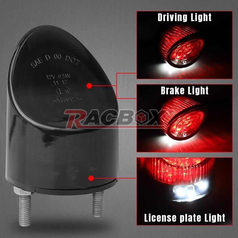 Thumbnail: 12V Motorcycle LED Tail Light Rear Light Red Brake Lamp With White License Plate
