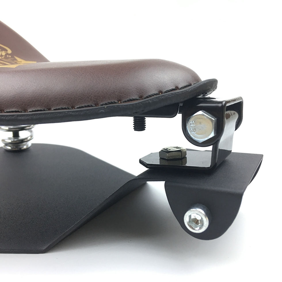 Thumbnail: Motorcycle Retro Brown/Black Skull Leather Solo Seat+3" Spring Bracket for Harle