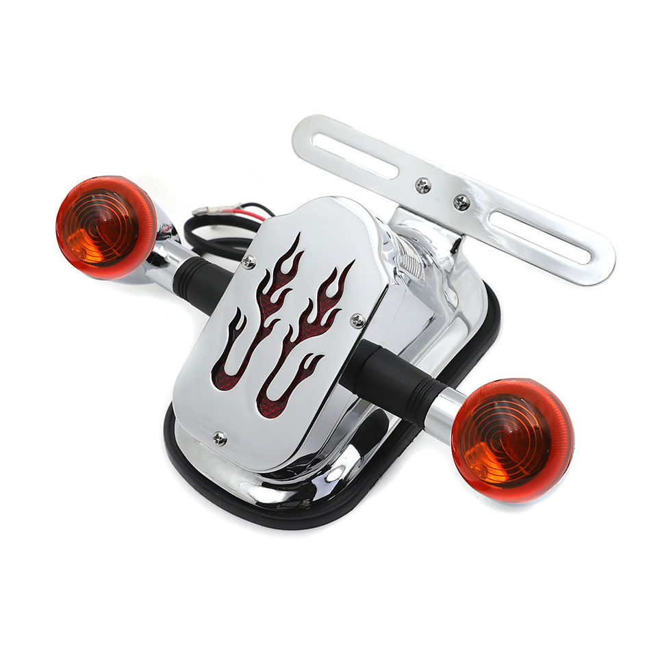 Thumbnail: Chrome Tombstone/Skull Brake Tail W/ Light Signal for Harley Davidson