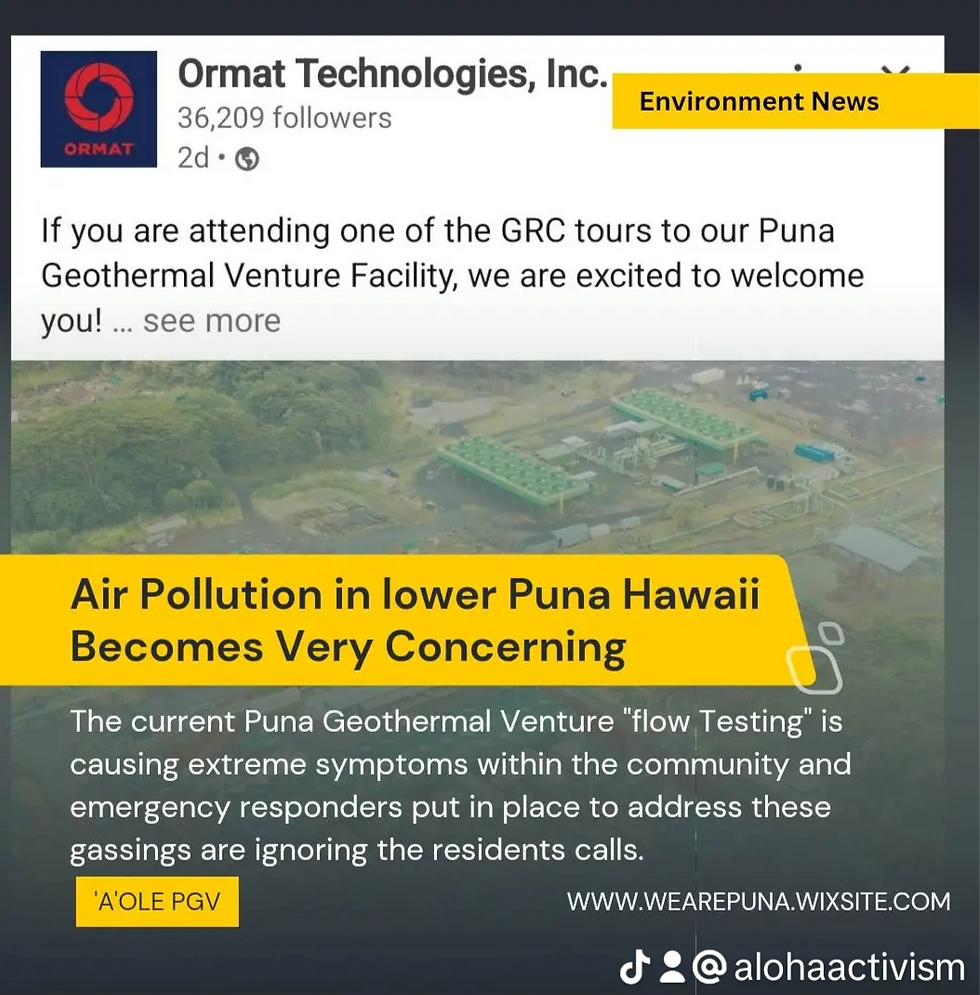 Wide angle view of Puna community under the geothermal plant's smoke
