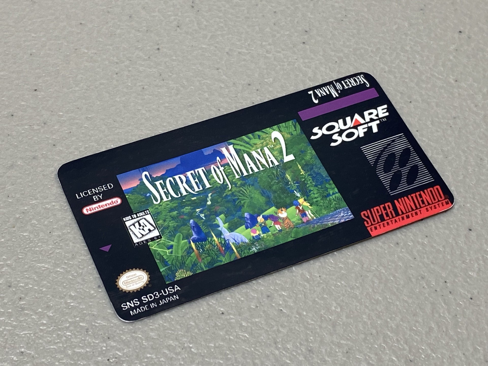 Secret of Mana 2 (SNES) Replacement Game Label