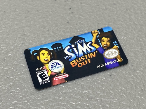Sims Softwate Label The Sims Bustin' Out (Gameboy Advance) Replacement Label | Vintage Arcading