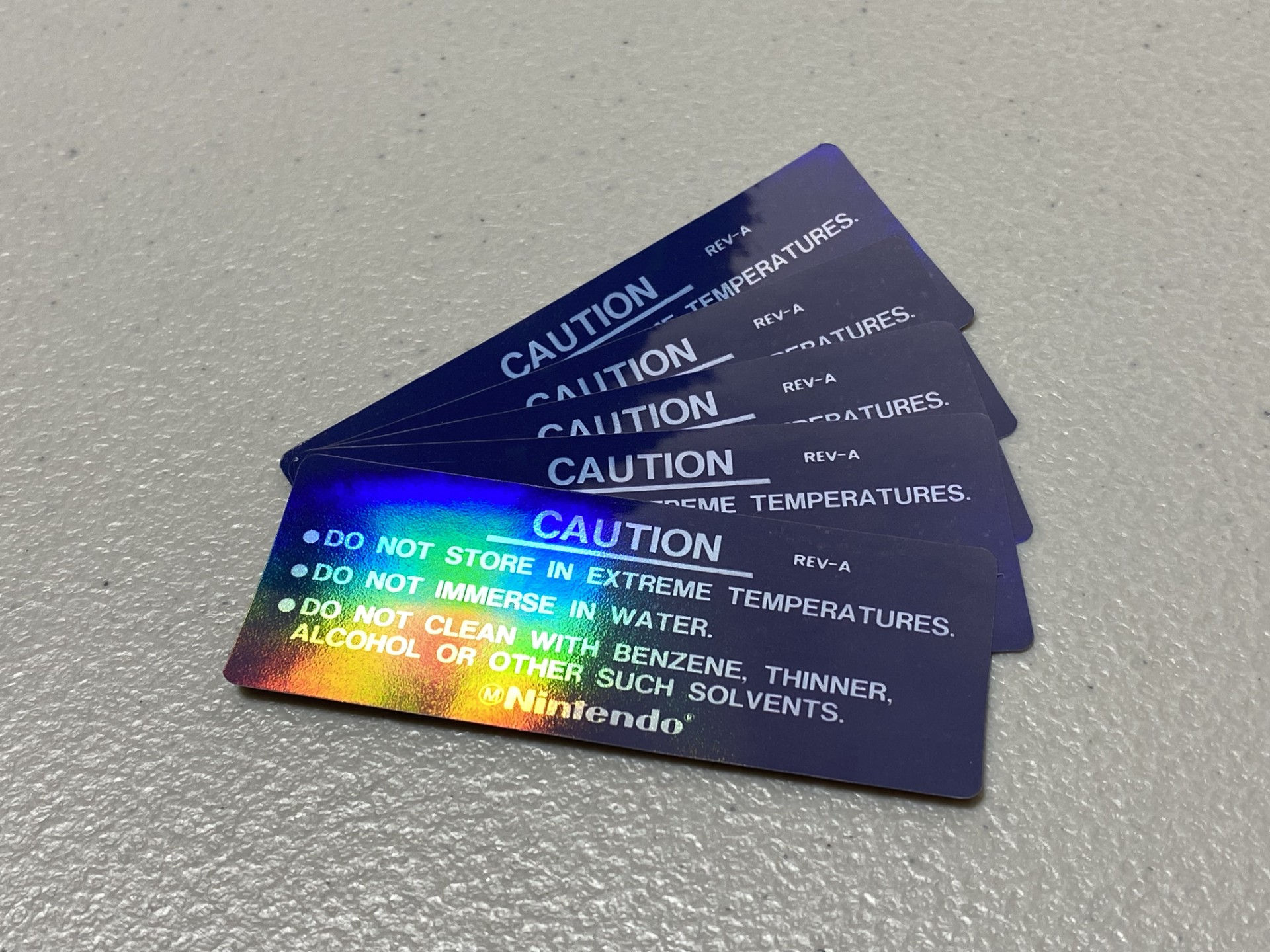 Caution Labels, Holographic,Revision A, 5-Pack (NES) Replacement Game Label