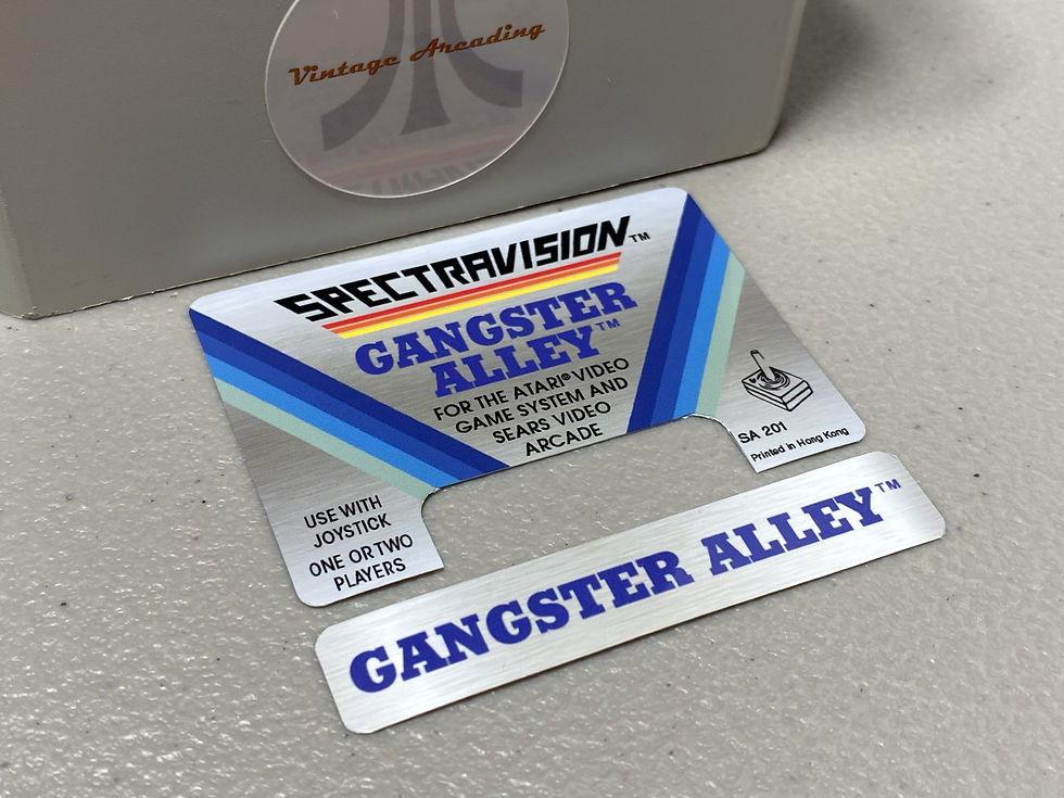 Gangster Alley (Atari 2600) Replacement Game Label