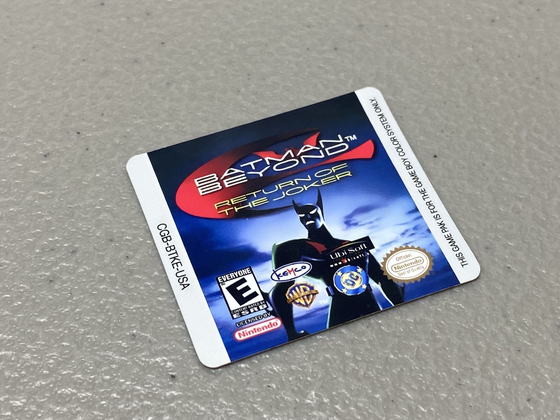 Batman Beyond (Gameboy) Replacement Label