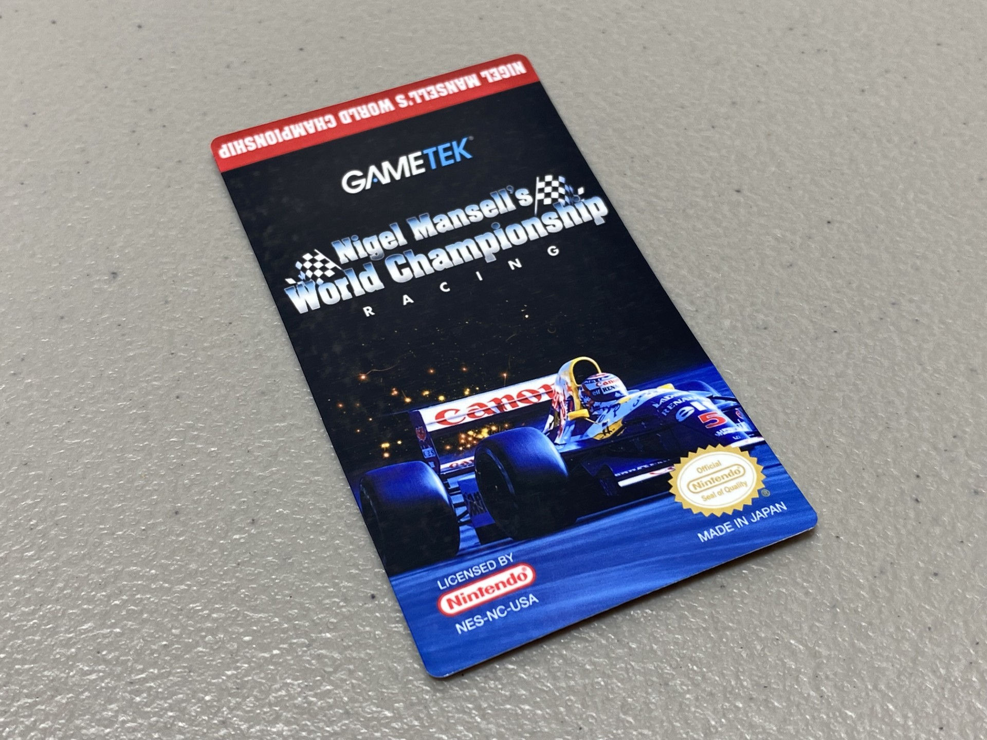 Nigel Mansells World Championship Racing (NES) Replacement Game Label