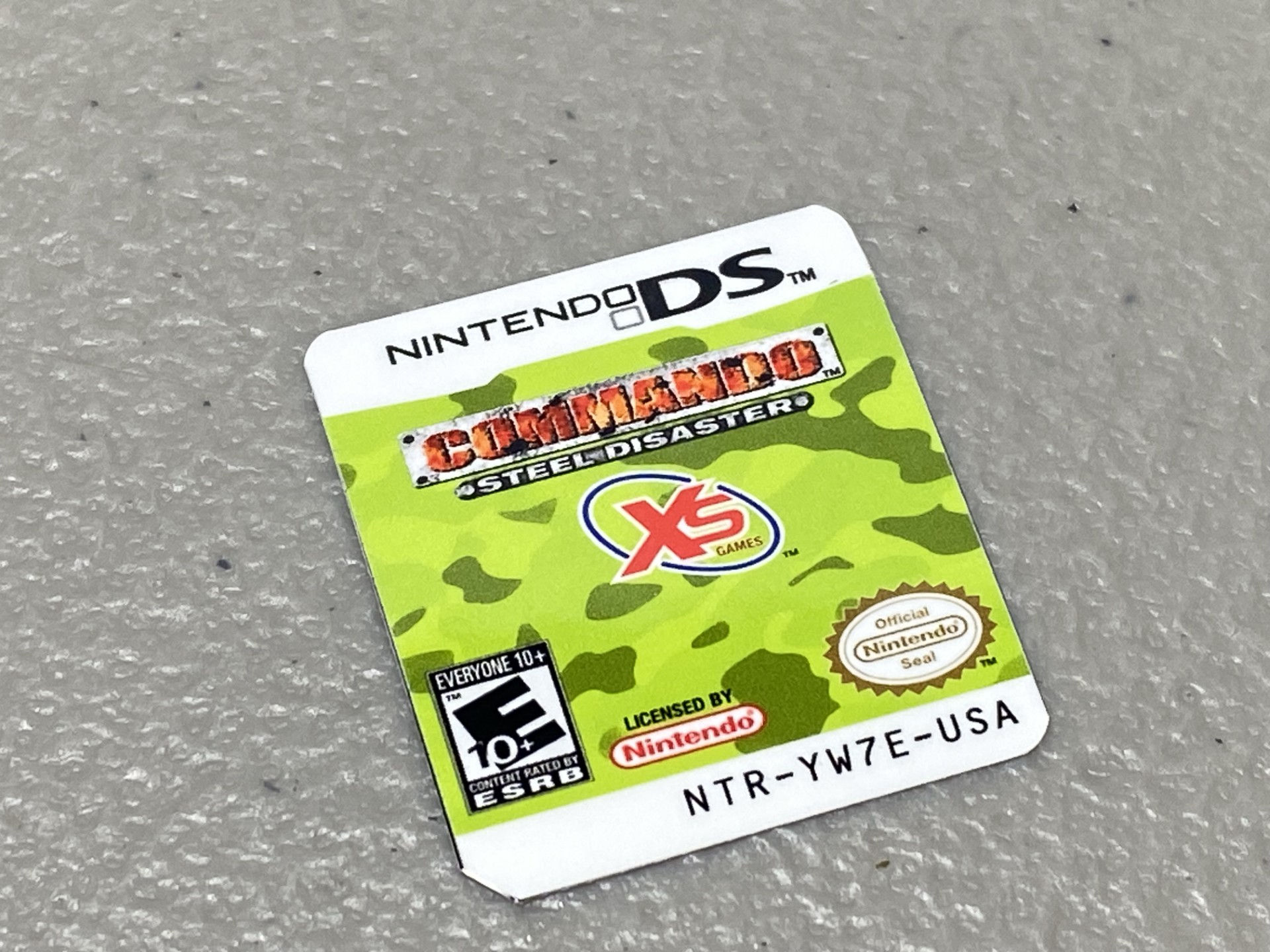 Commando Steel Disaster (Nintendo DS) Replacement Label