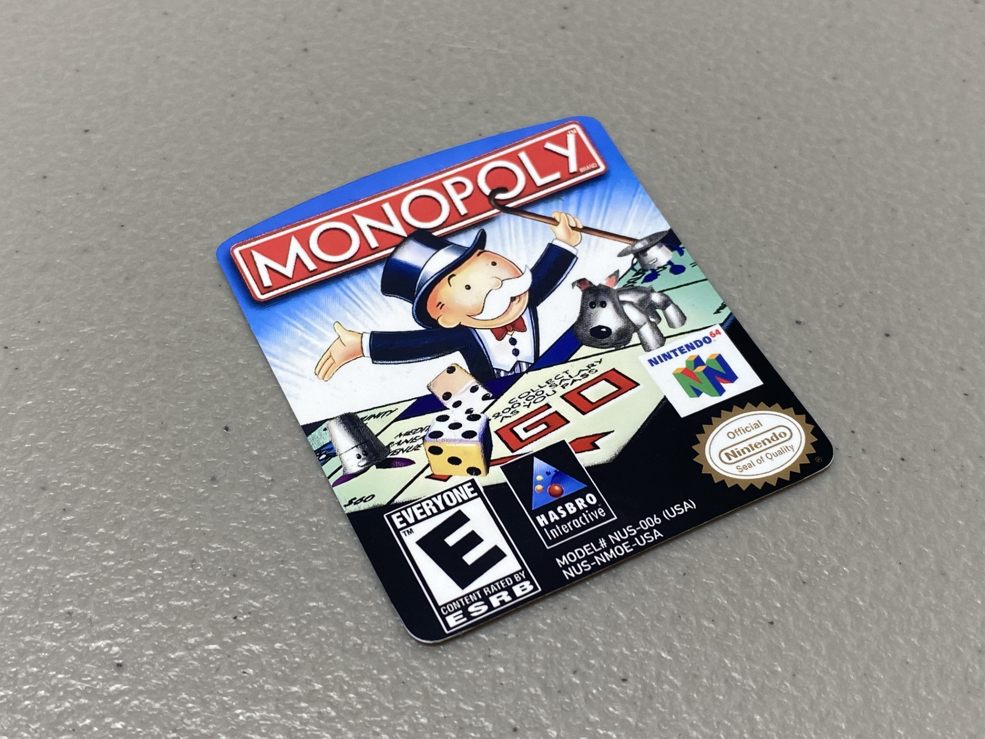 Monopoly (N64) Replacement Label