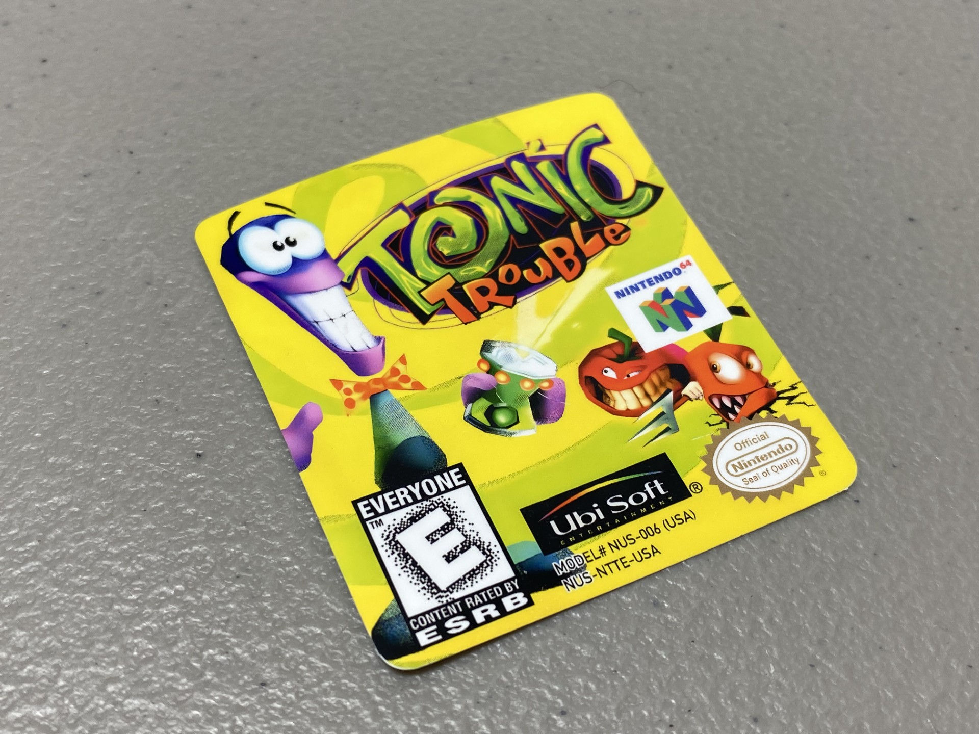 Tonic Trouble (N64) Replacement Label
