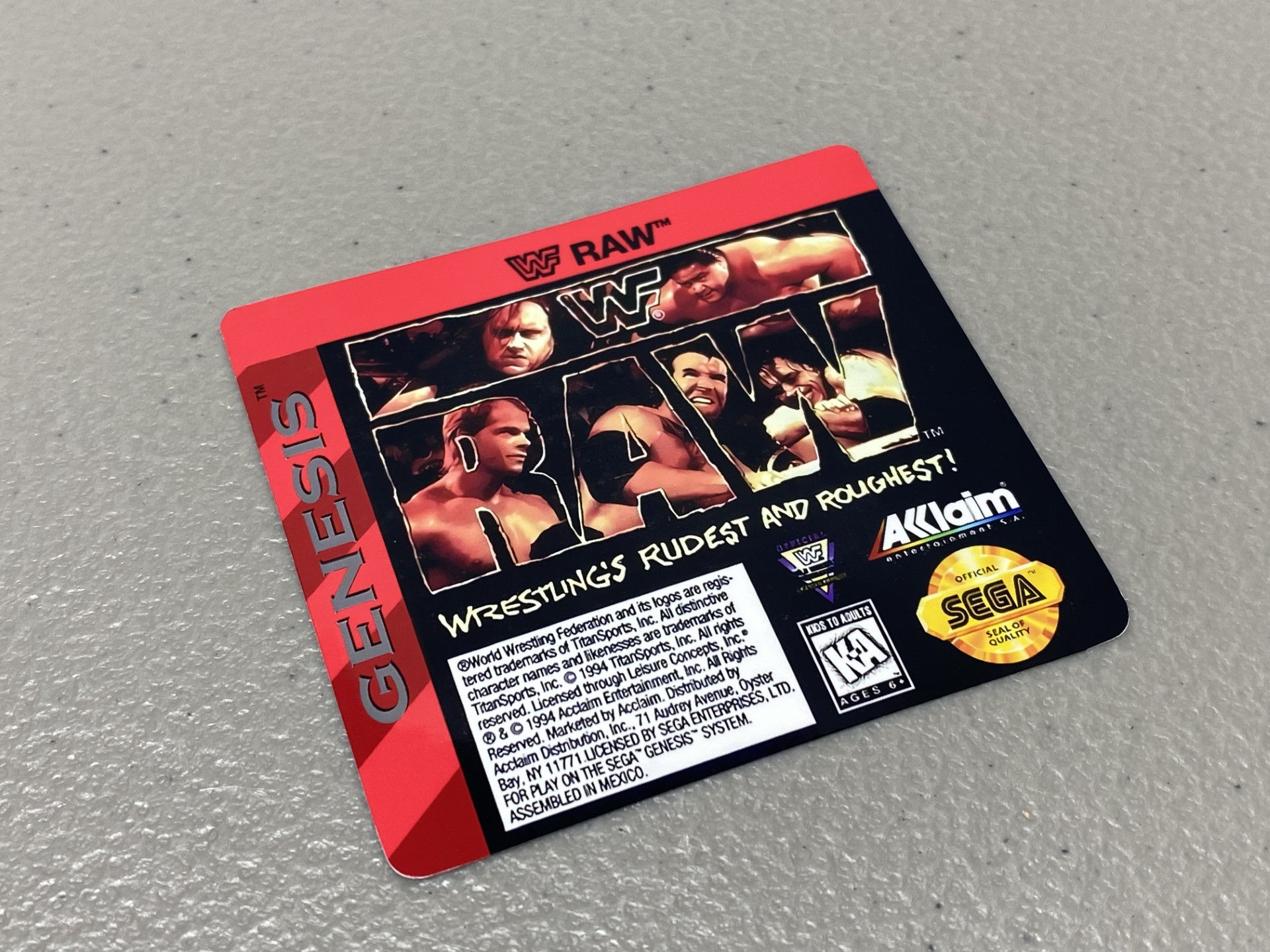 WWF Raw (Sega Genesis) Replacement Label