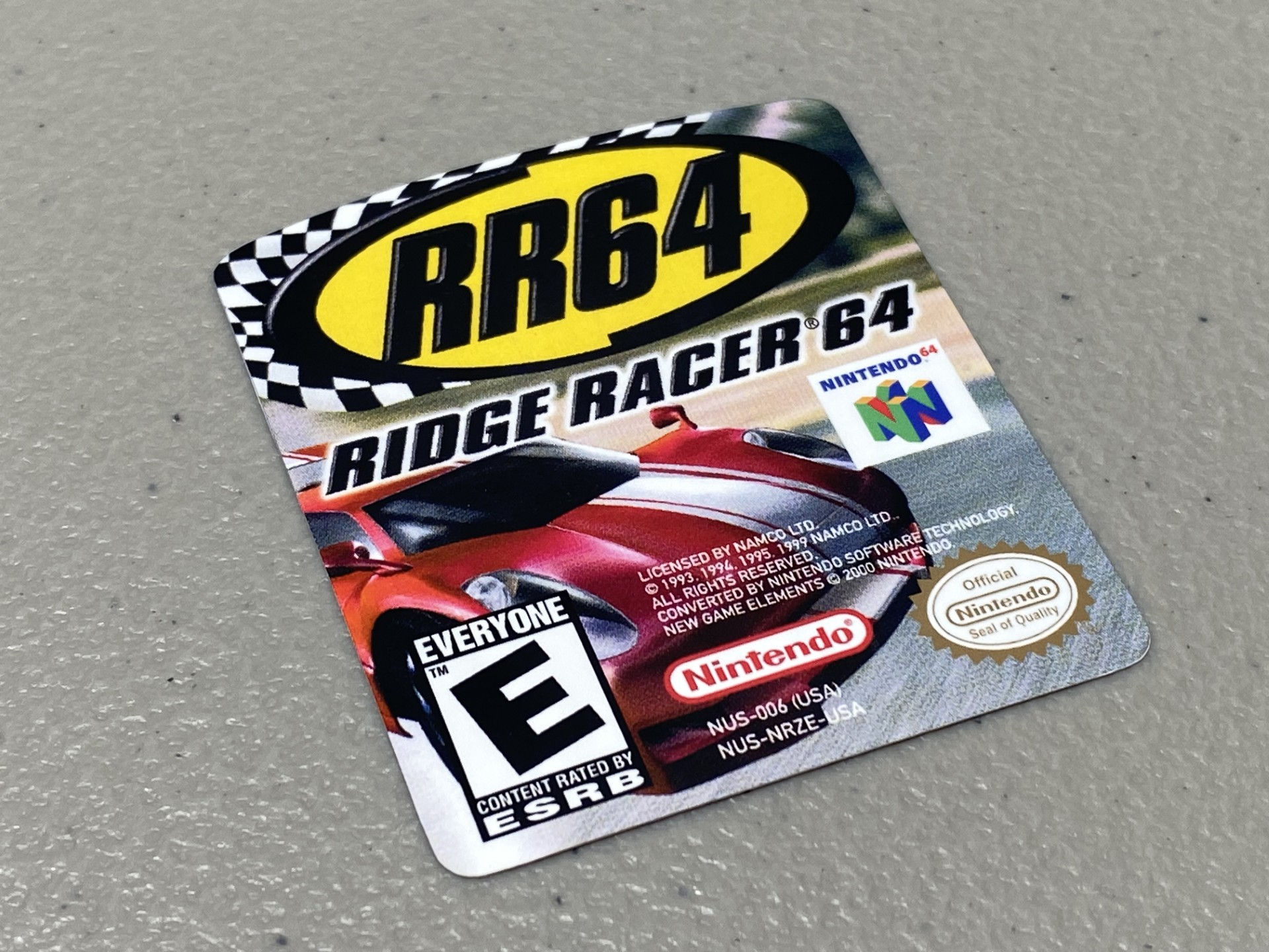 Ridge Racer 64 (N64) Replacement Label