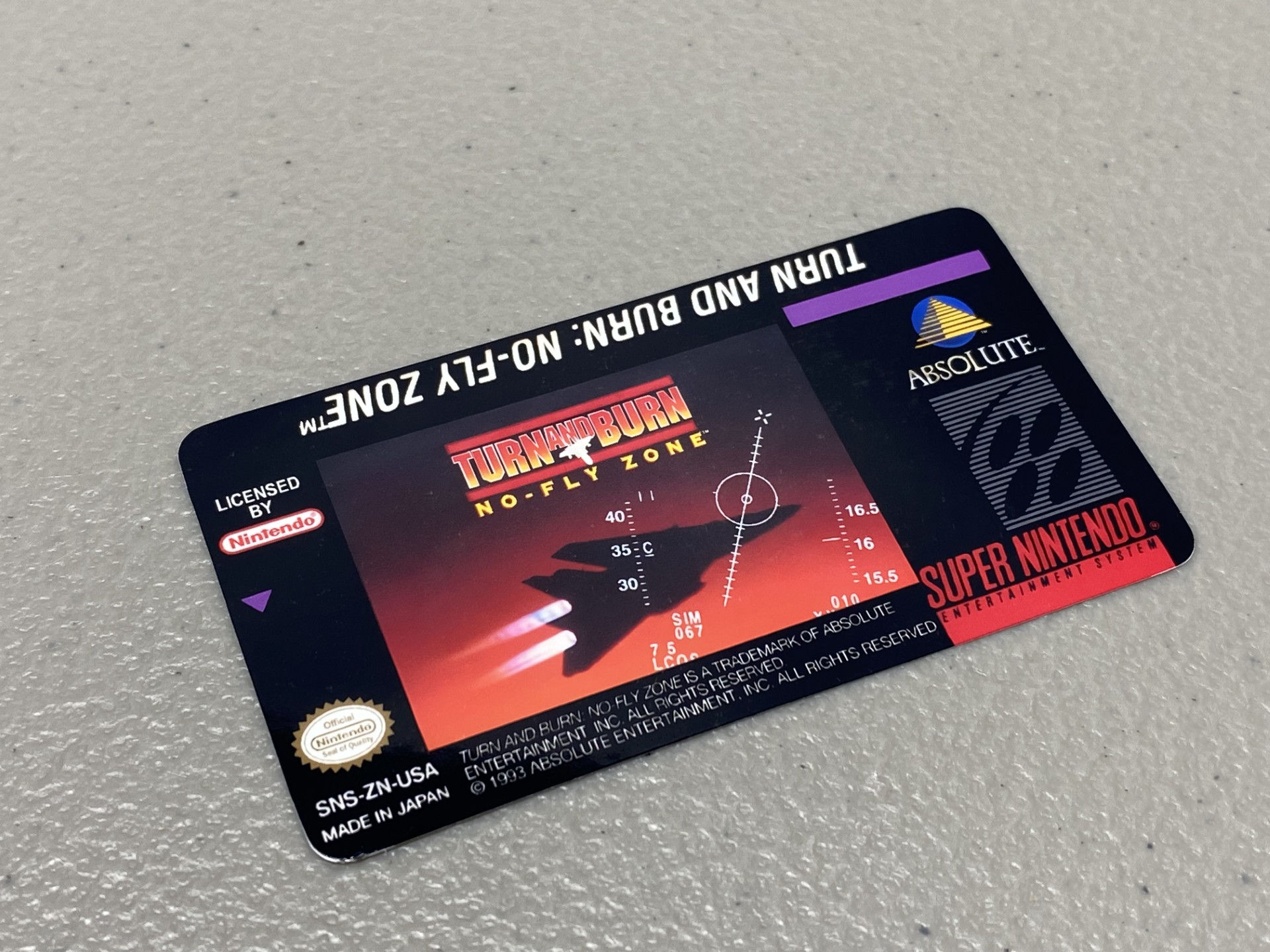 Turn and Burn: No Fly Zone (SNES) Replacement Game Label