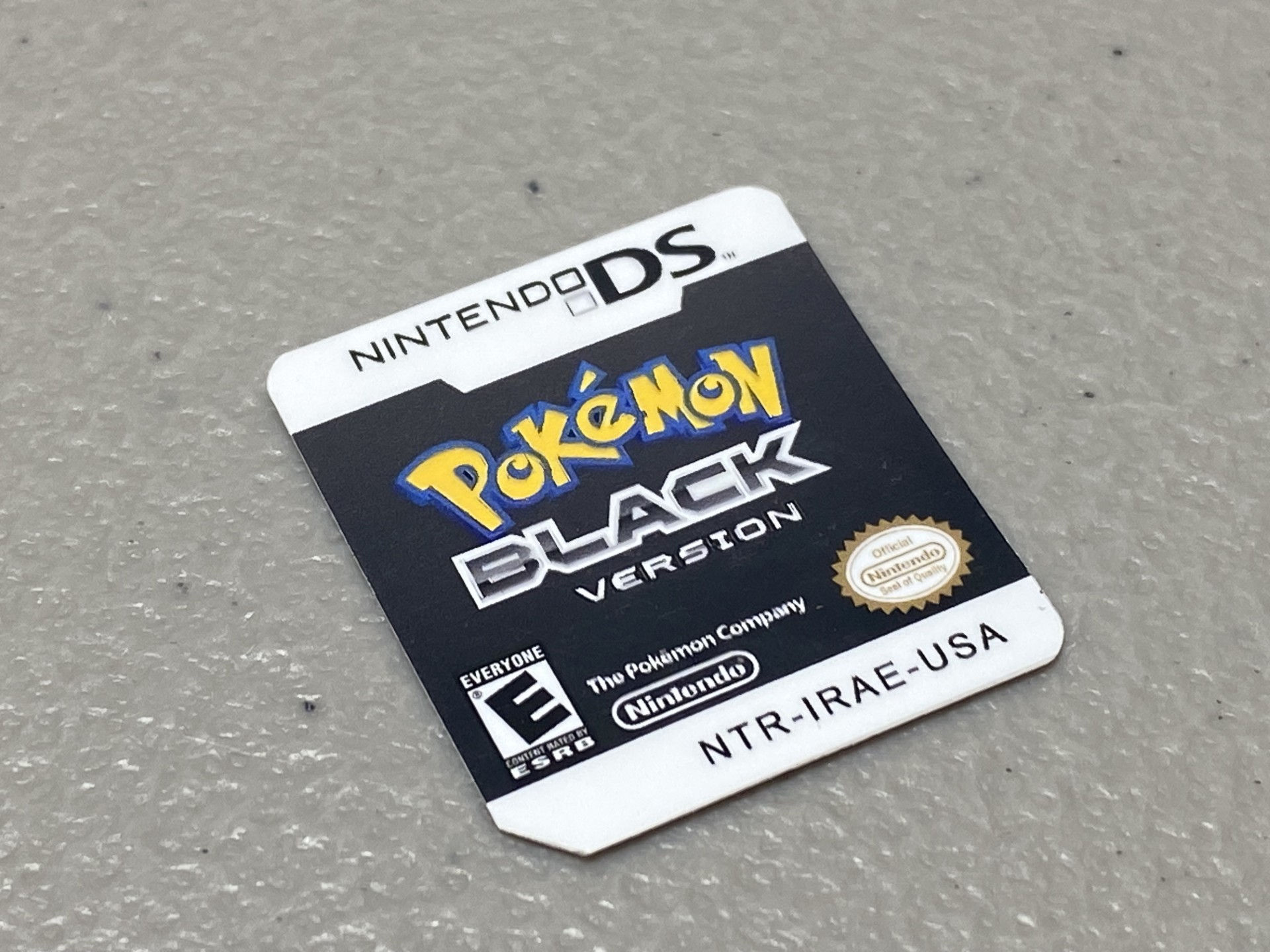 Pokemon Black (Nintendo DS) Replacement Label
