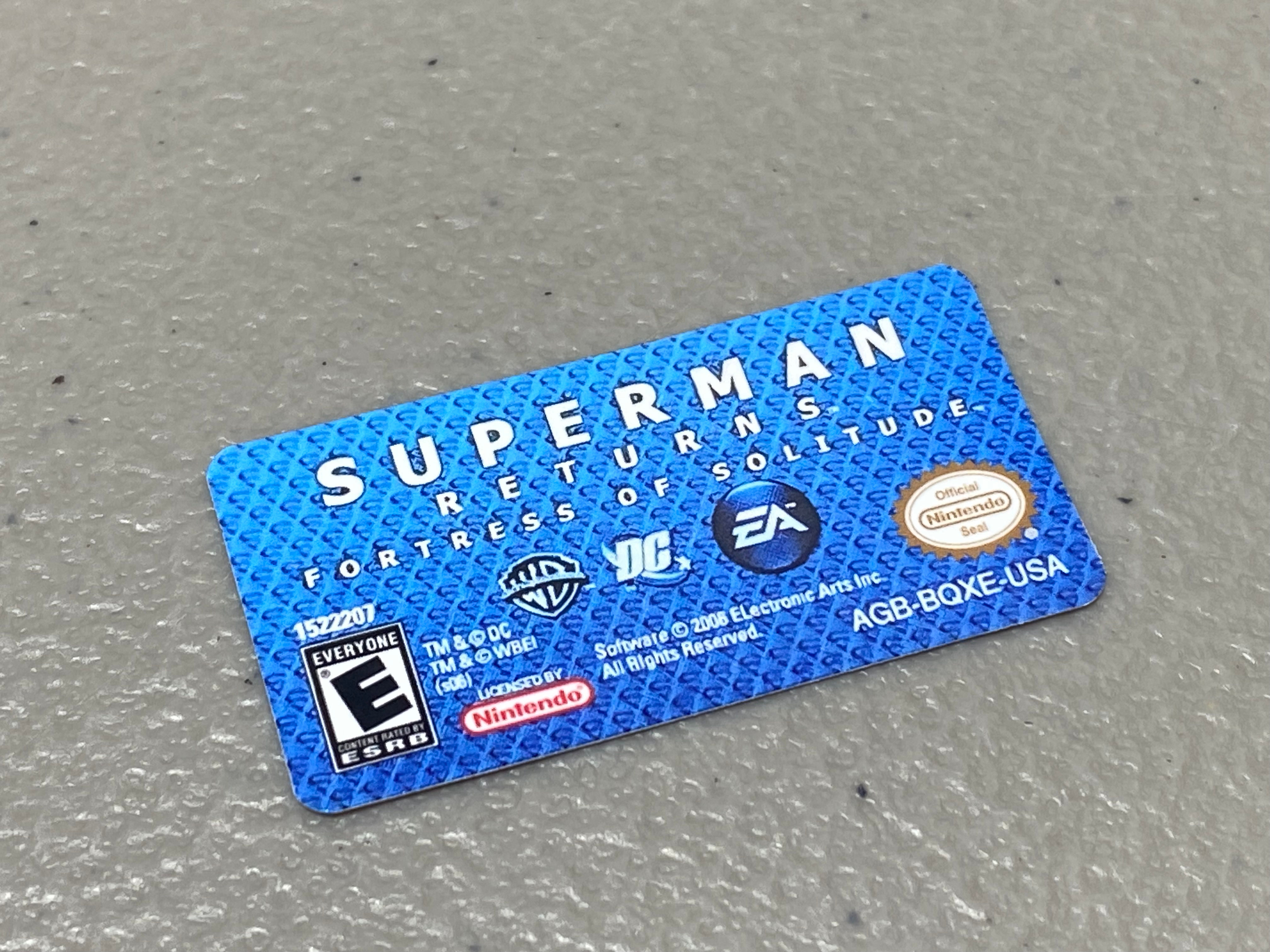 Superman Returns Fortress of Solitude (Gameboy Advance) Replacement Game Label