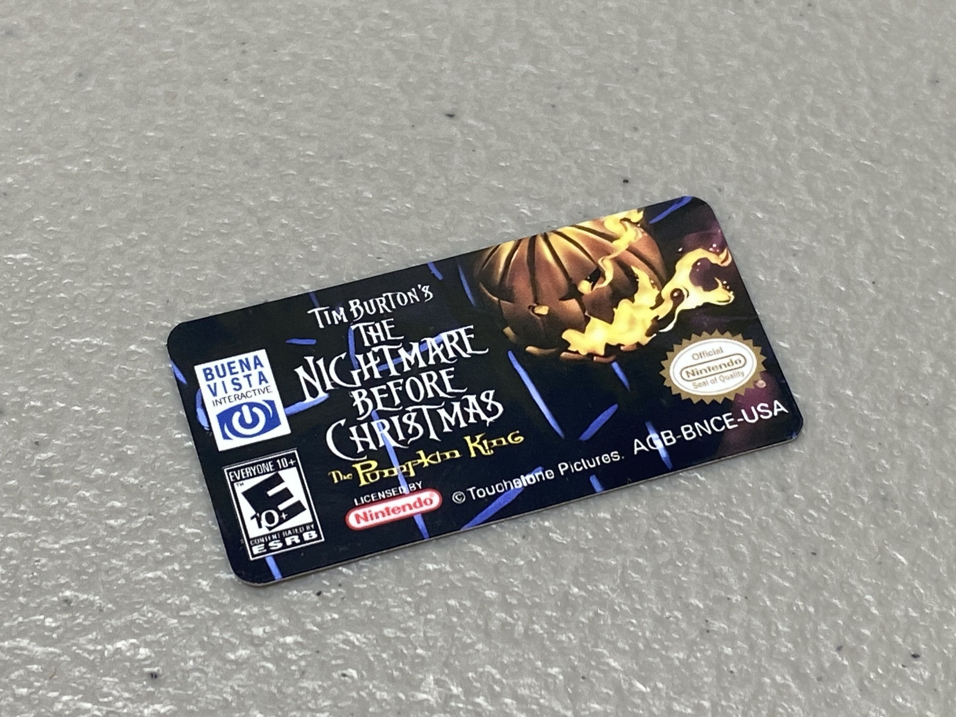 The Nightmare Before Christmas (Gameboy Advance) Replacement Label