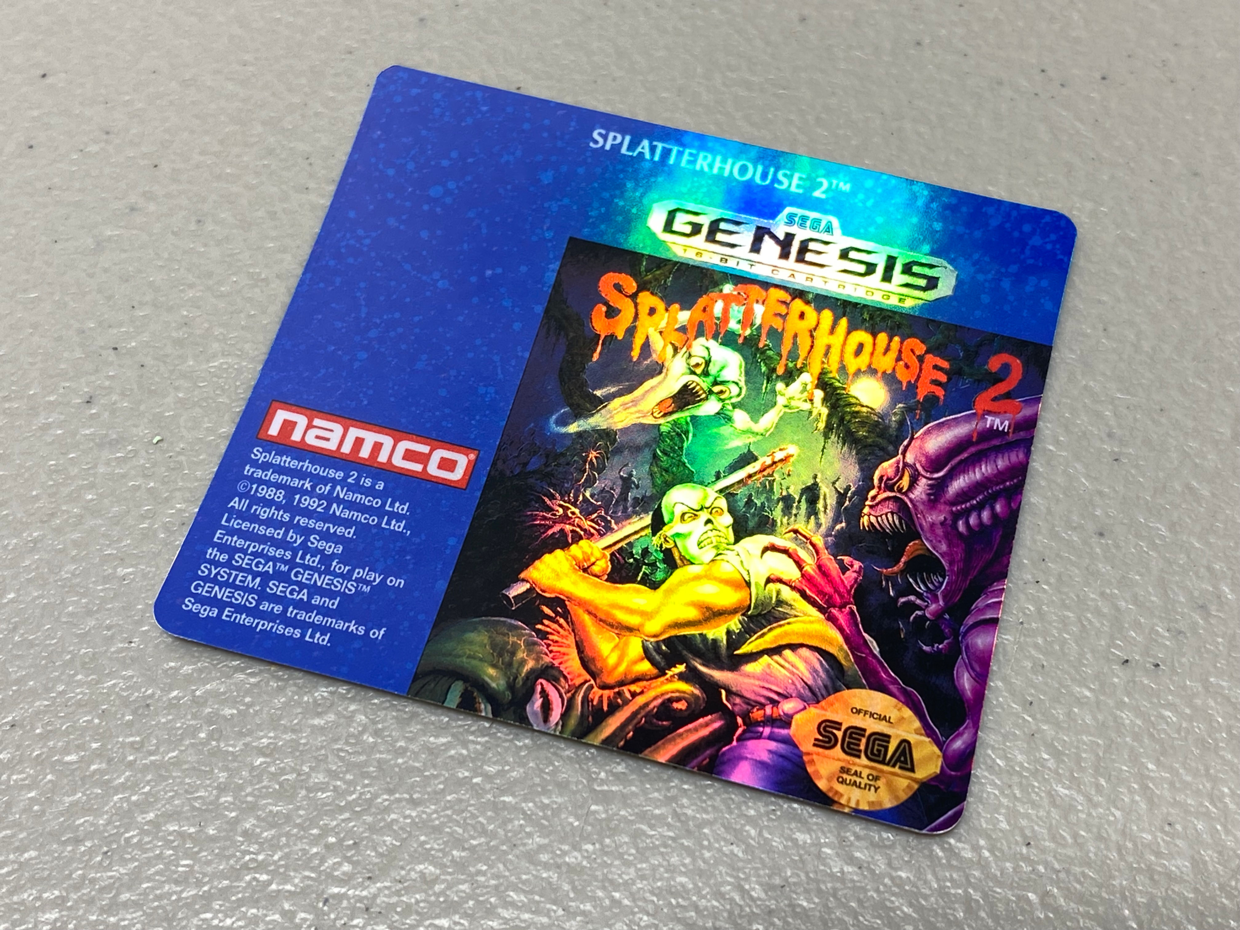 Splatterhouse 2 Holographic (Sega Genesis) Replacement Label