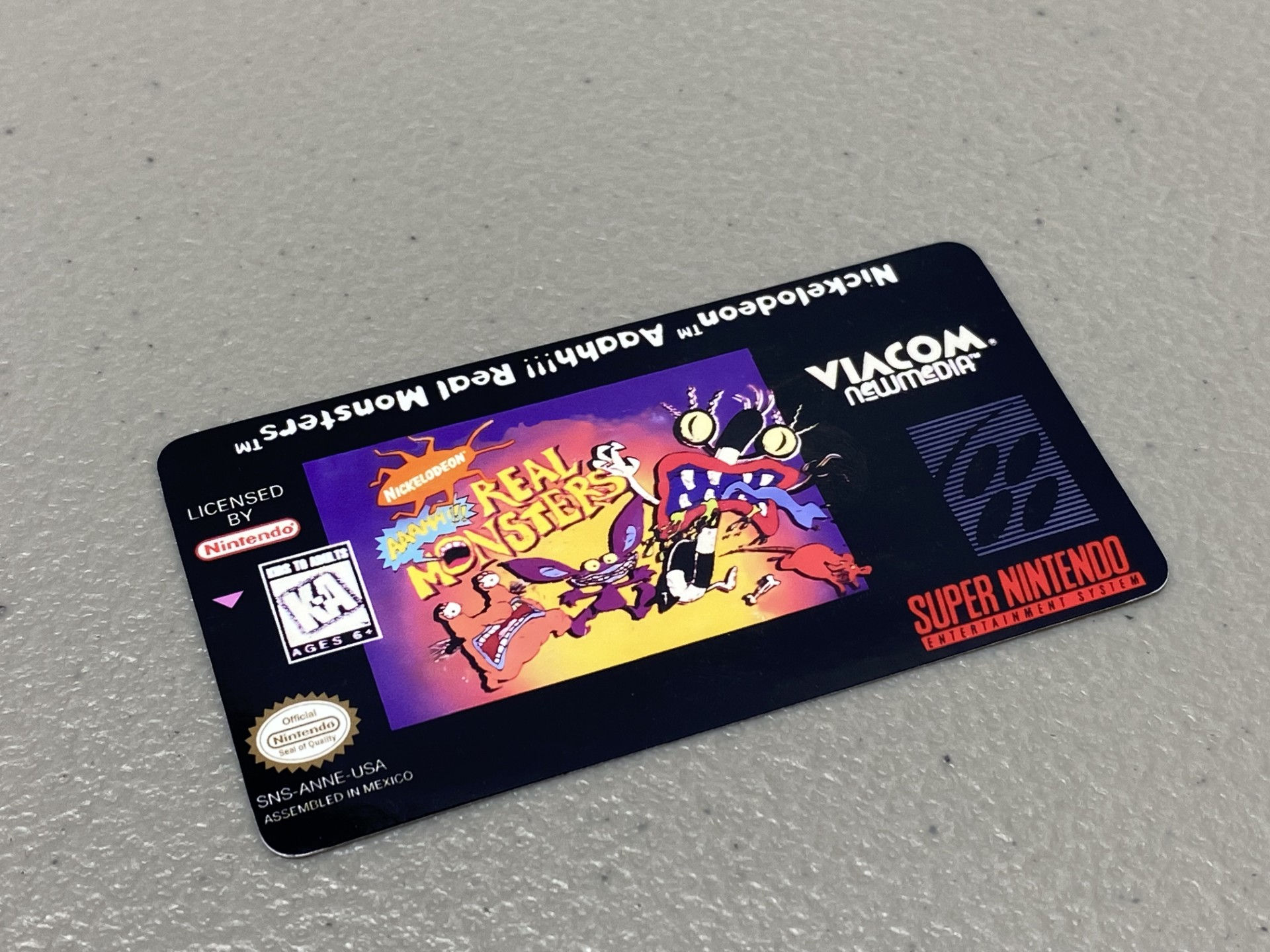 Aaahh!!! Real Monsters (SNES) Replacement Game Label