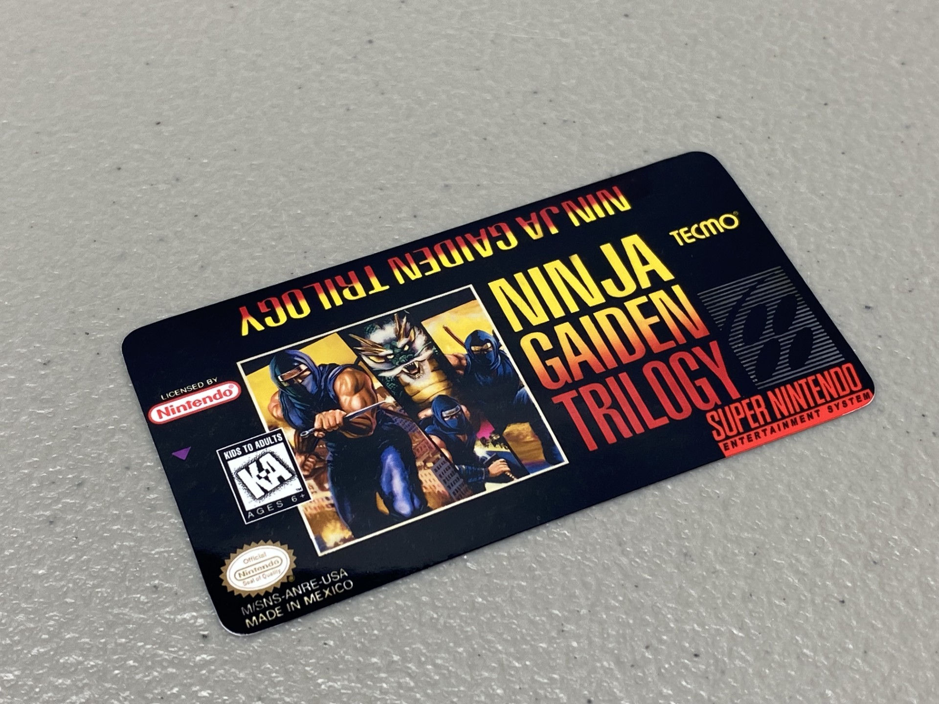 Ninja Gaiden Trilogy (SNES) Replacement Game Label