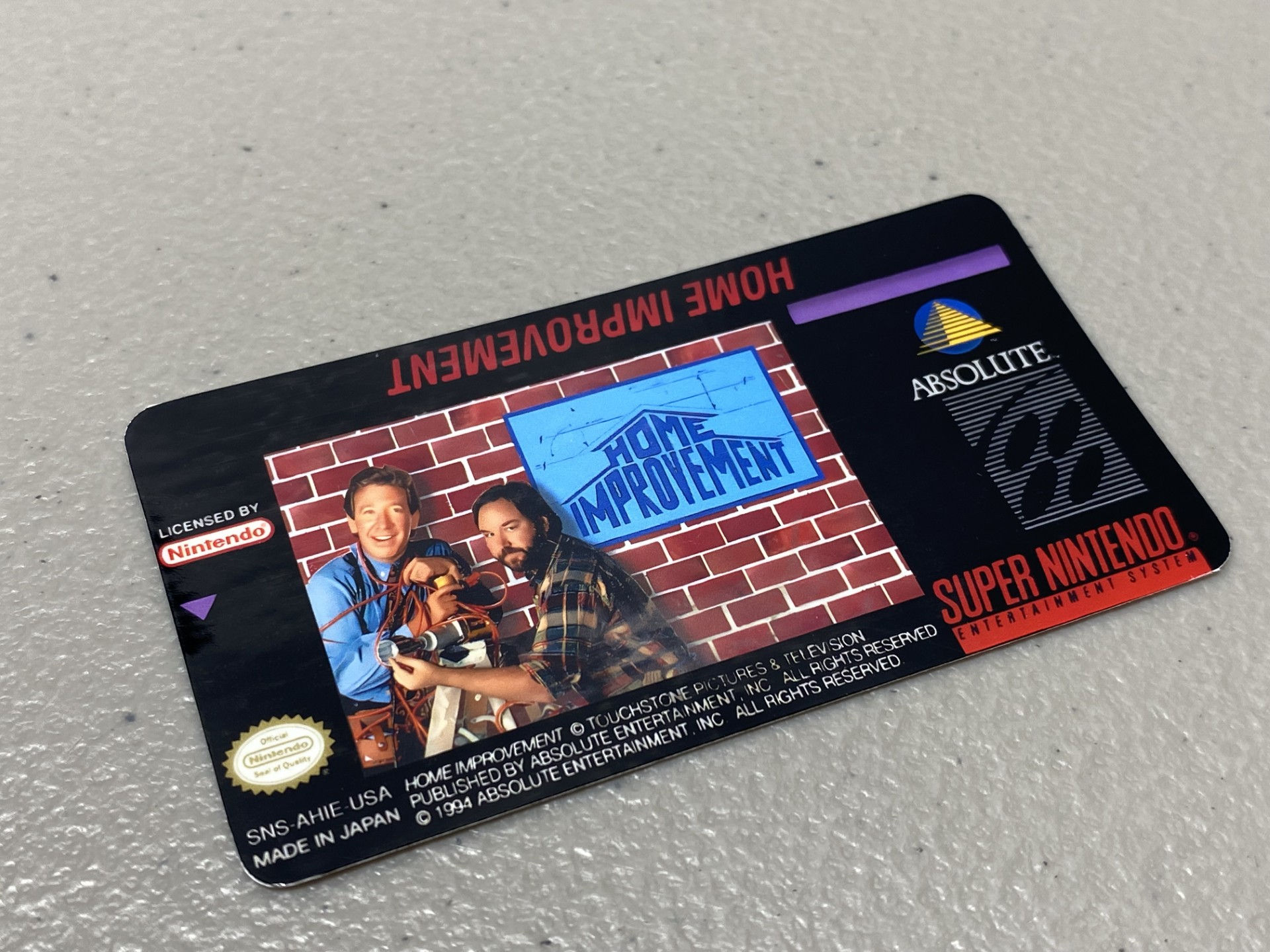 Home Improvement (SNES) Replacement Game Label