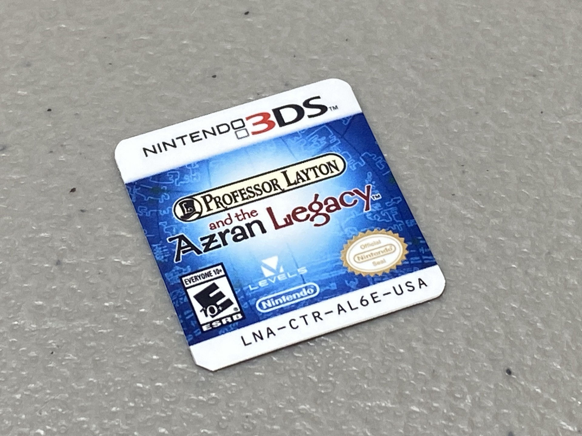 Professor Layton and the Azran Legacy (Nintendo 3DS) Replacement Label