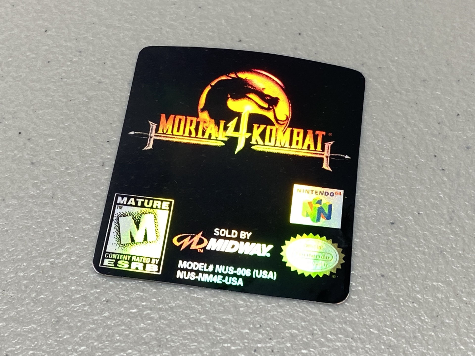 Mortal Kombat 4 Holo (N64) Replacement Label