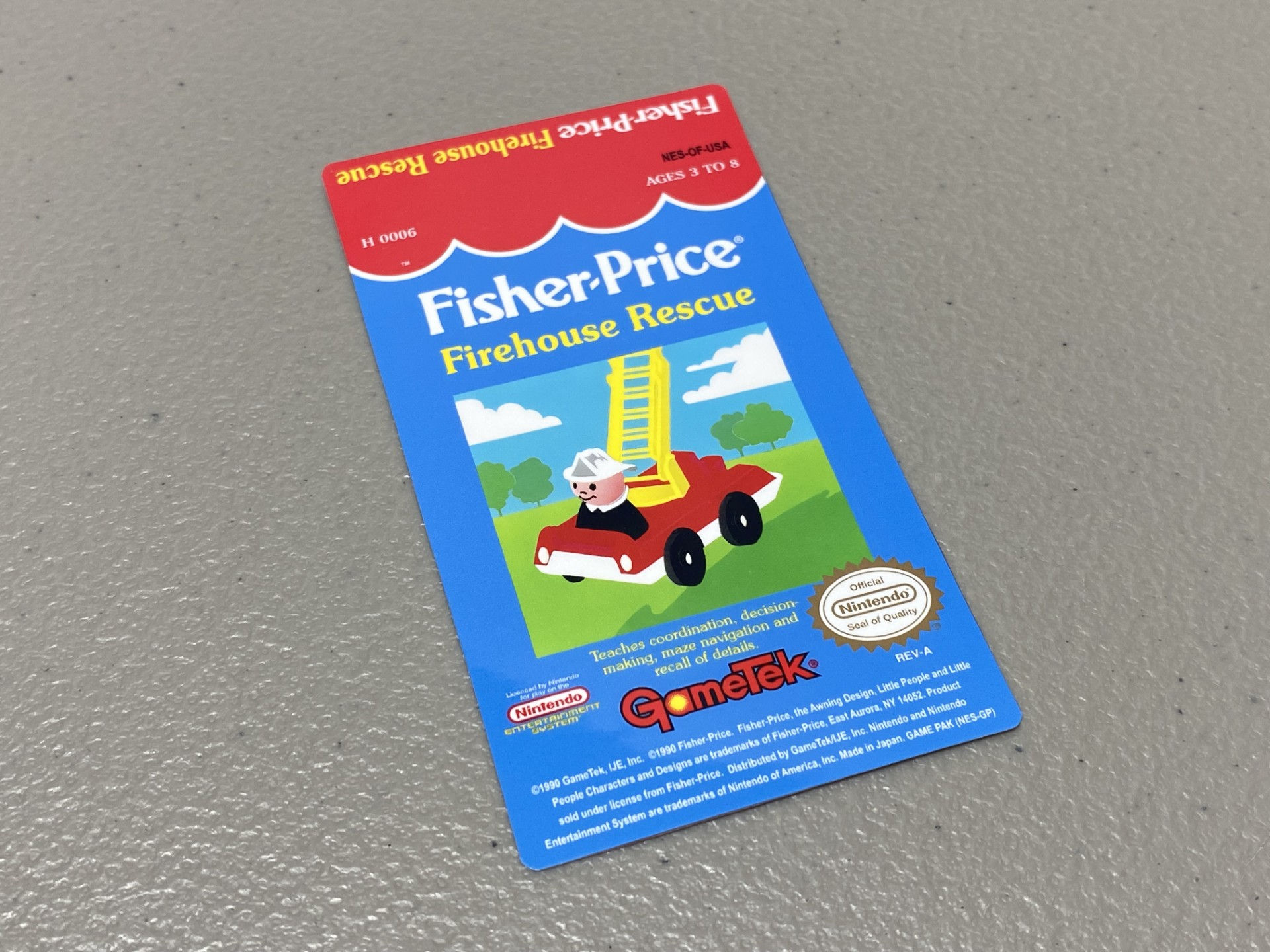 Fisher-Price Firehouse Rescue (NES) Replacement Game Label