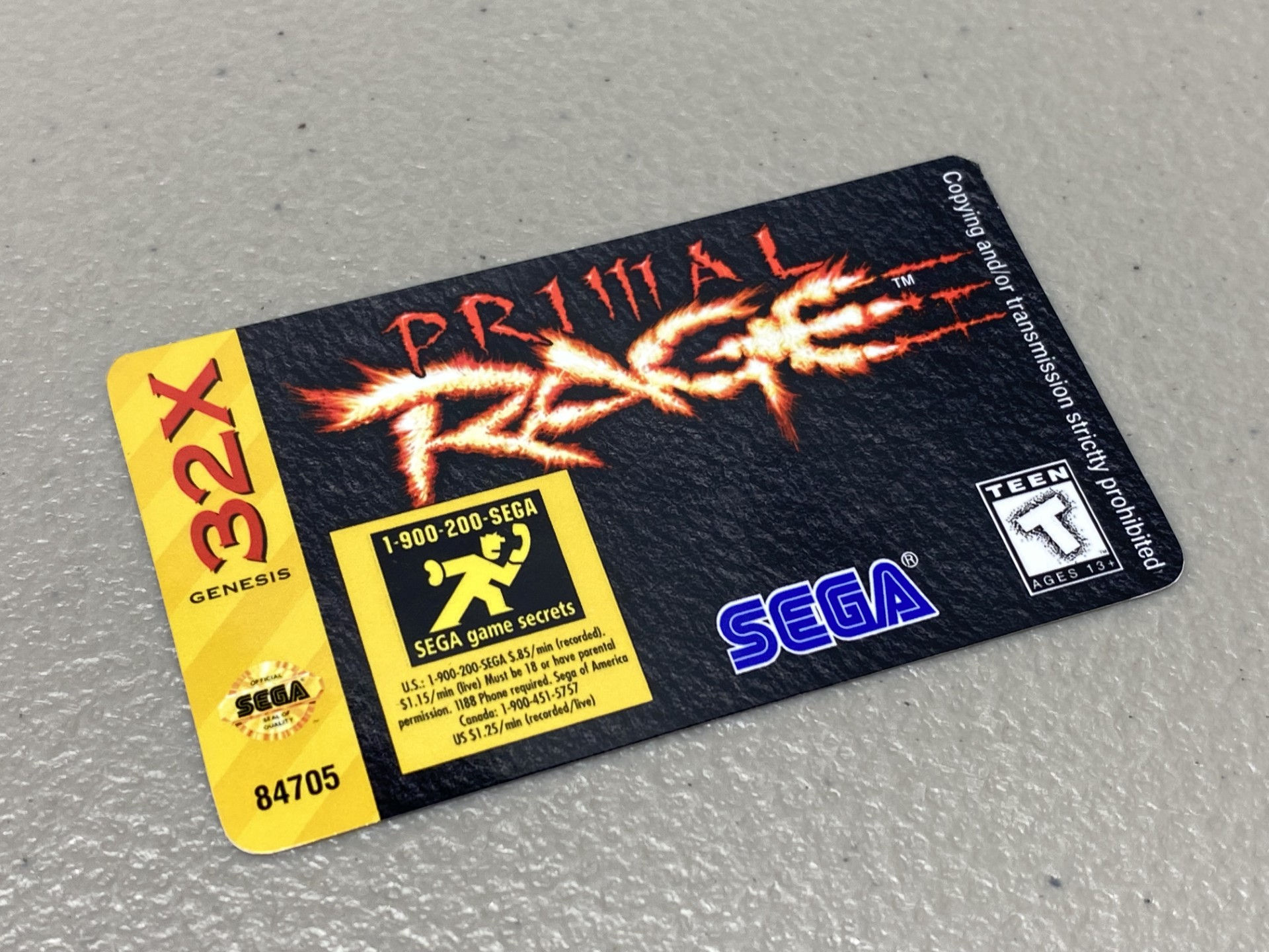 Primal Rage (Sega 32X) Replacement Label