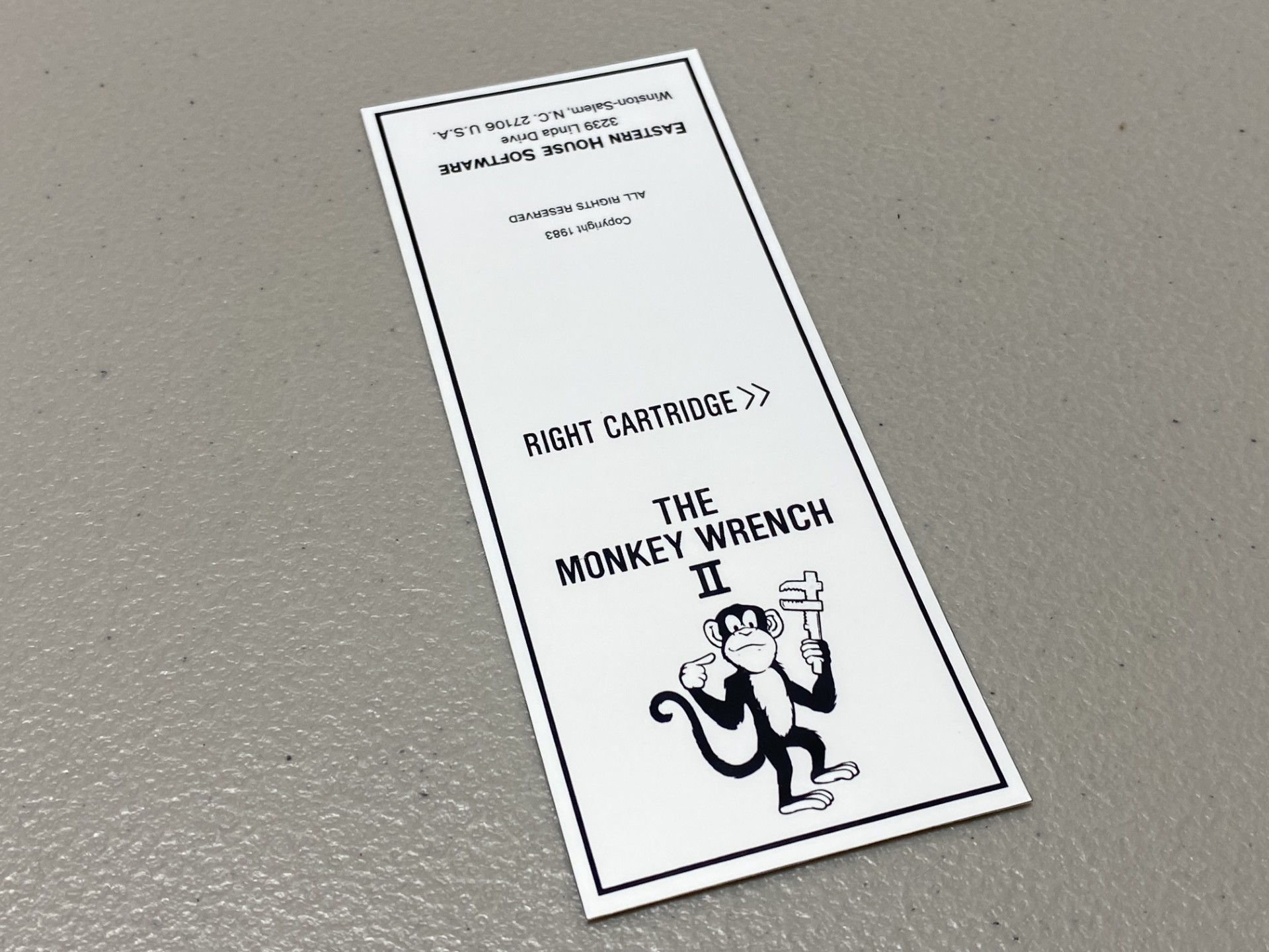 Monkey Wrench II (Atari 400/800/1200) Replacement Game Label