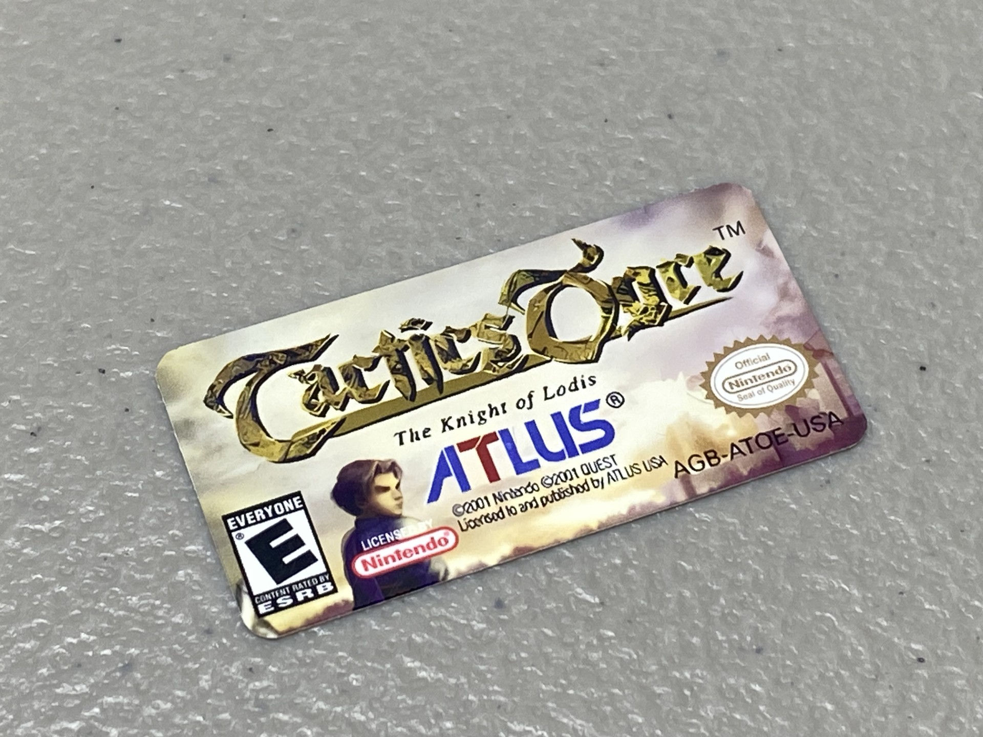 Tactics Ogre (Gameboy Advance) Replacement Label