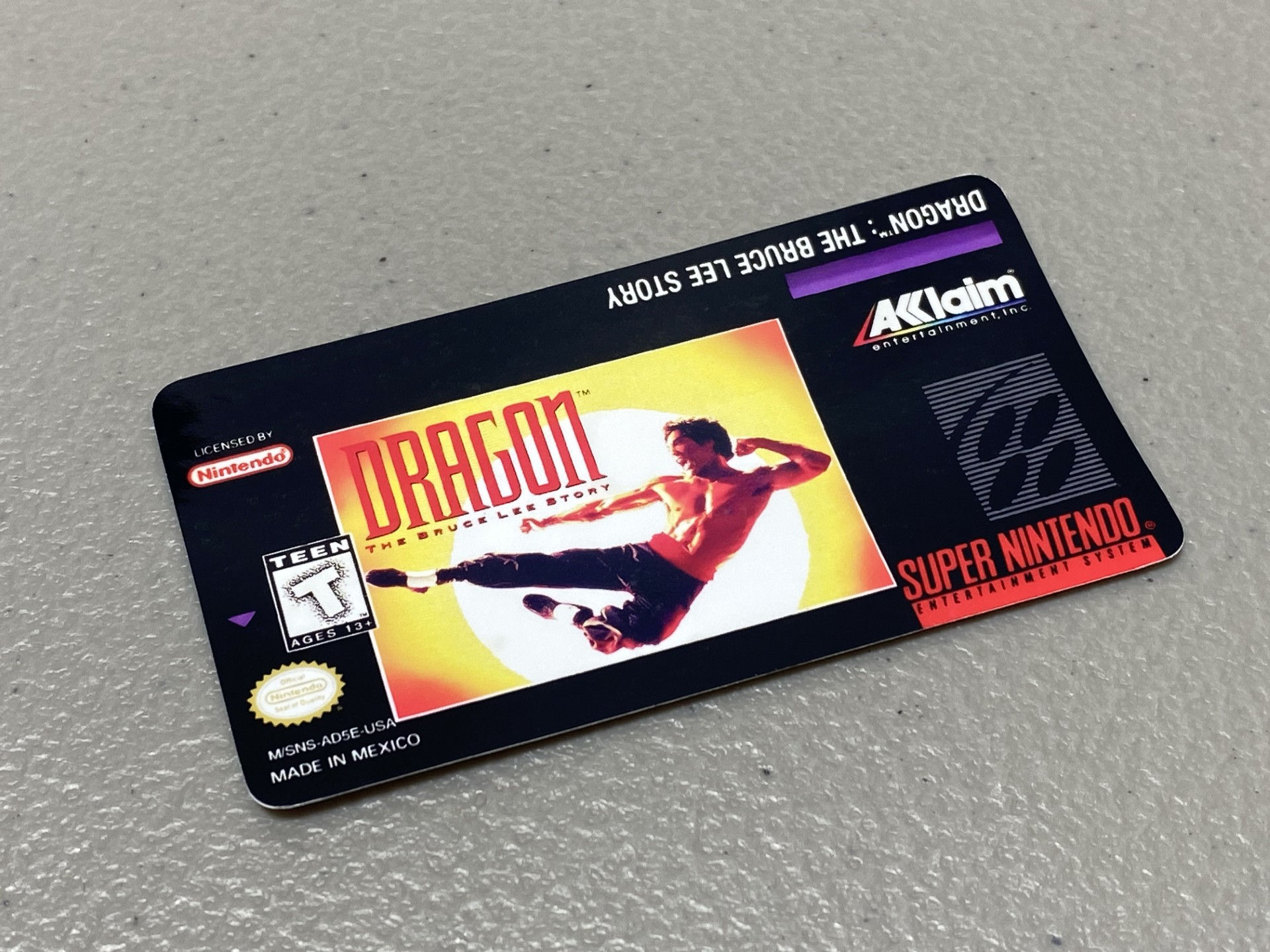 Dragon, The Bruce Lee Story (SNES) Replacement Game Label