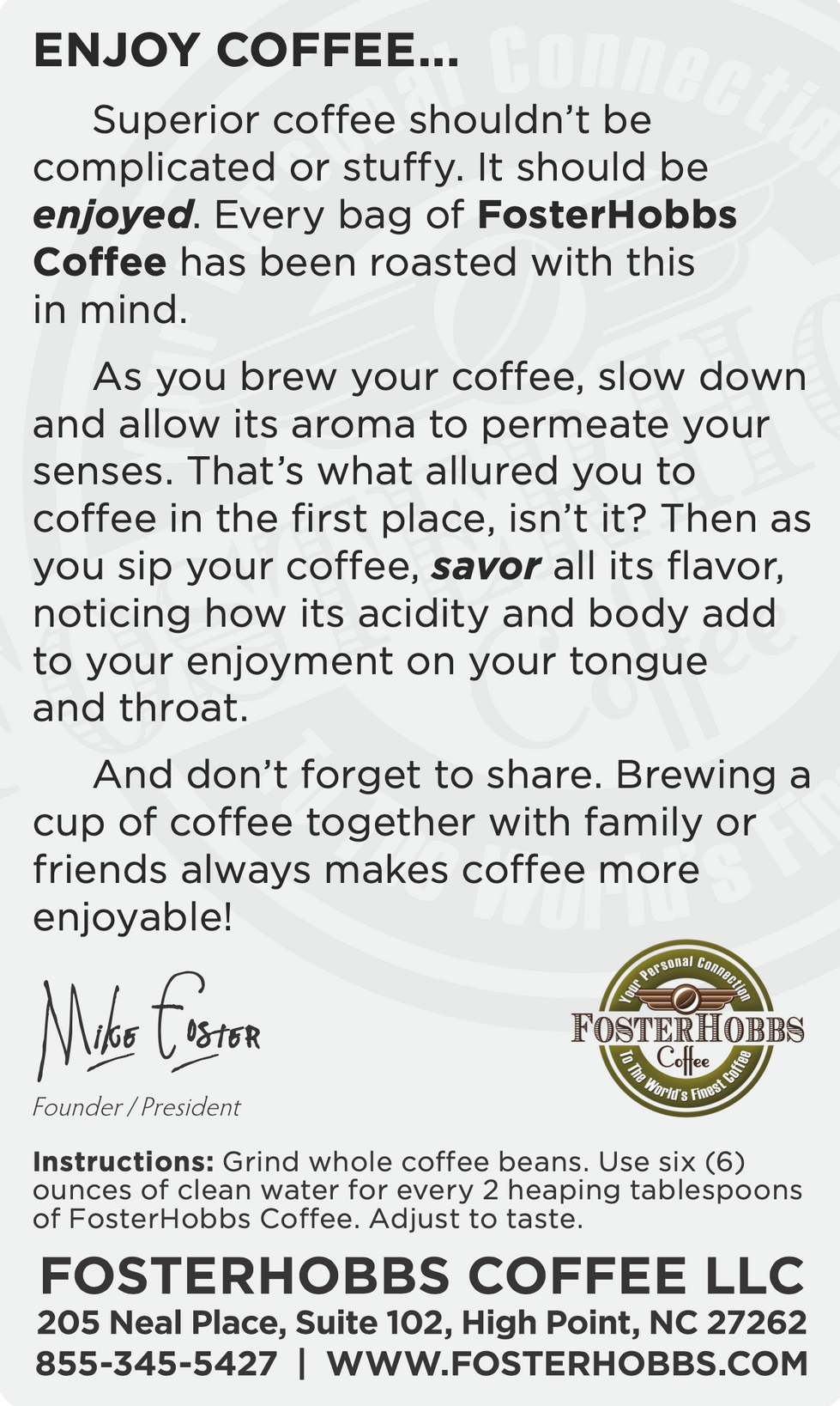Coffee Label - Back